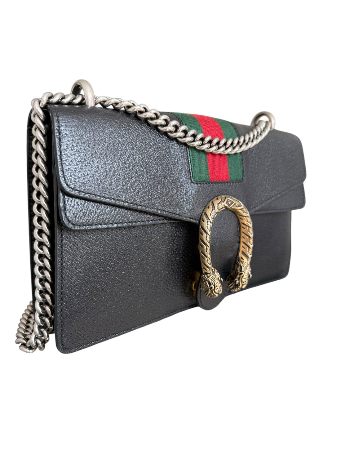 Gucci Dionysus Schultertasche aus schwarzem Leder und Web