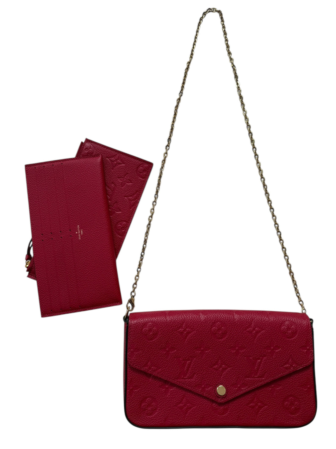 Louis Vuitton Felicie GM Empreinte Leder Farbe Scarlett dunkelrot mit abnehmbarer Kette