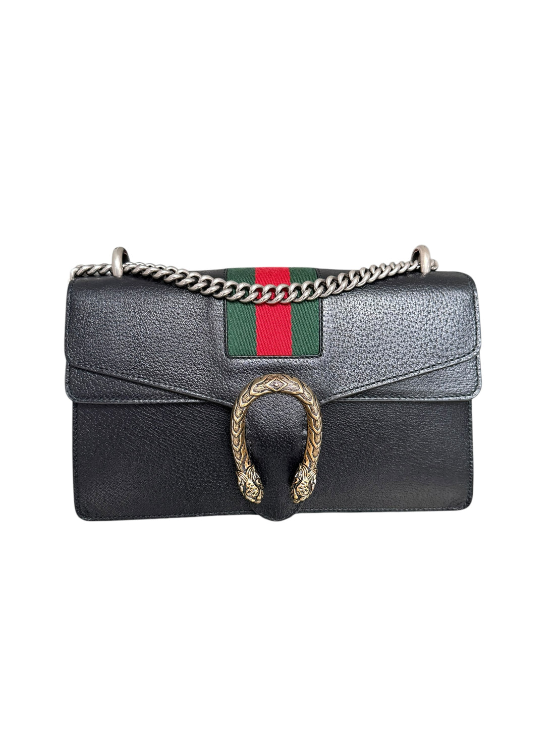 Gucci Dionysus Schultertasche aus schwarzem Leder und Web