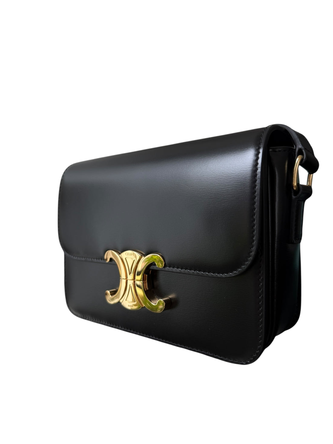 Celine Teen Triomphe aus glänzendem Kalbsleder und goldfarbener Hardware