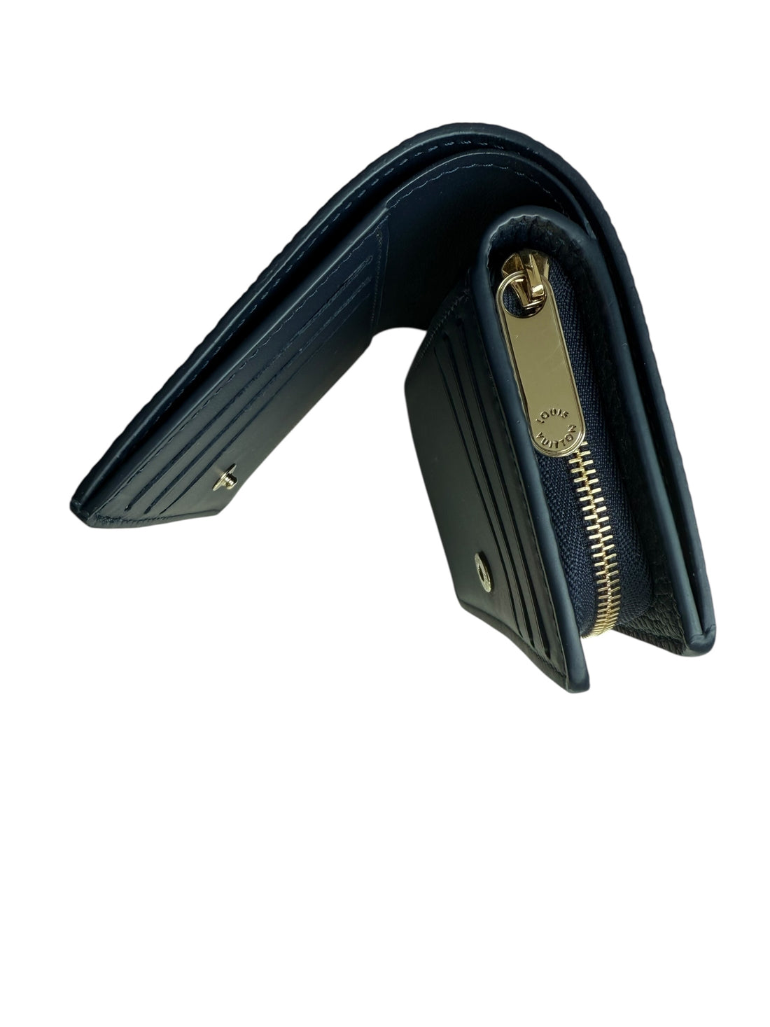 Louis Vuitton Clea Geldbörse Zippy navyblau in Mahina Leder