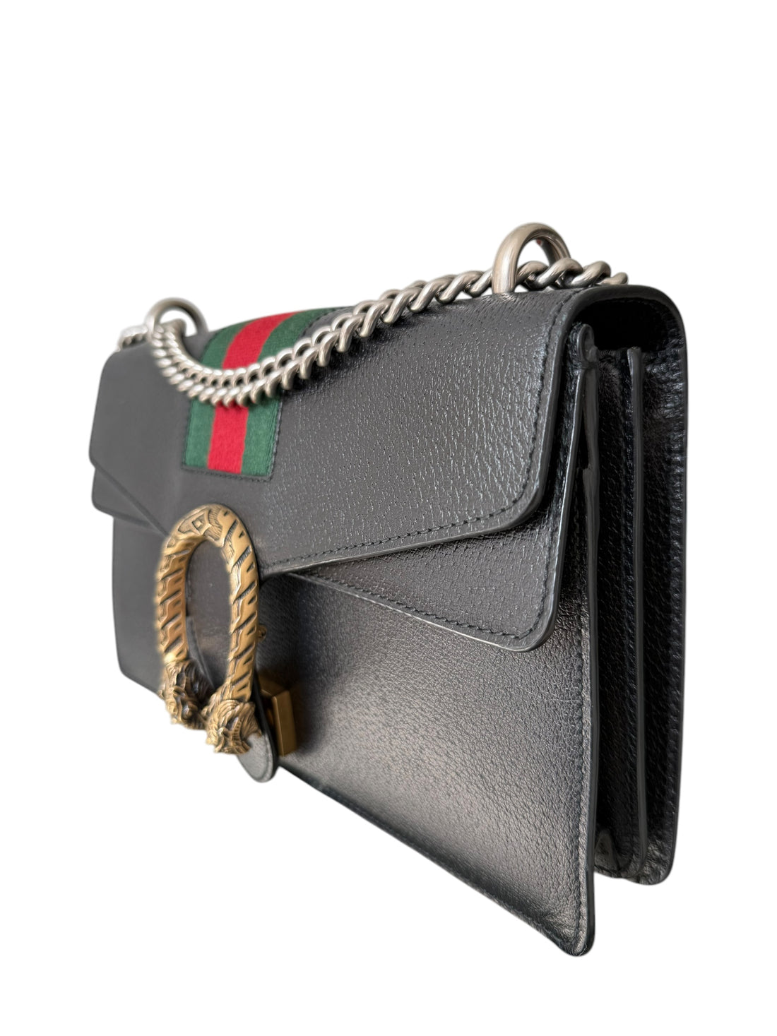 Gucci Dionysus Schultertasche aus schwarzem Leder und Web