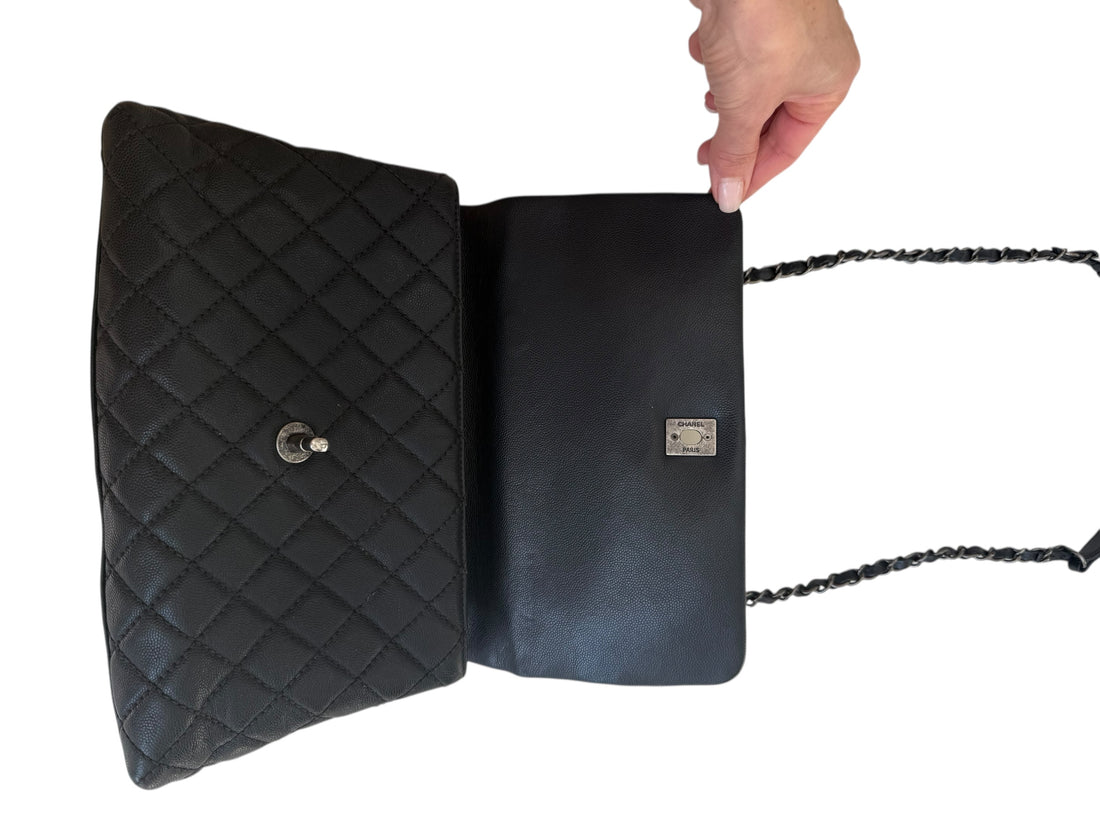 Chanel Coco Handle aus schwarzem Caviarleder