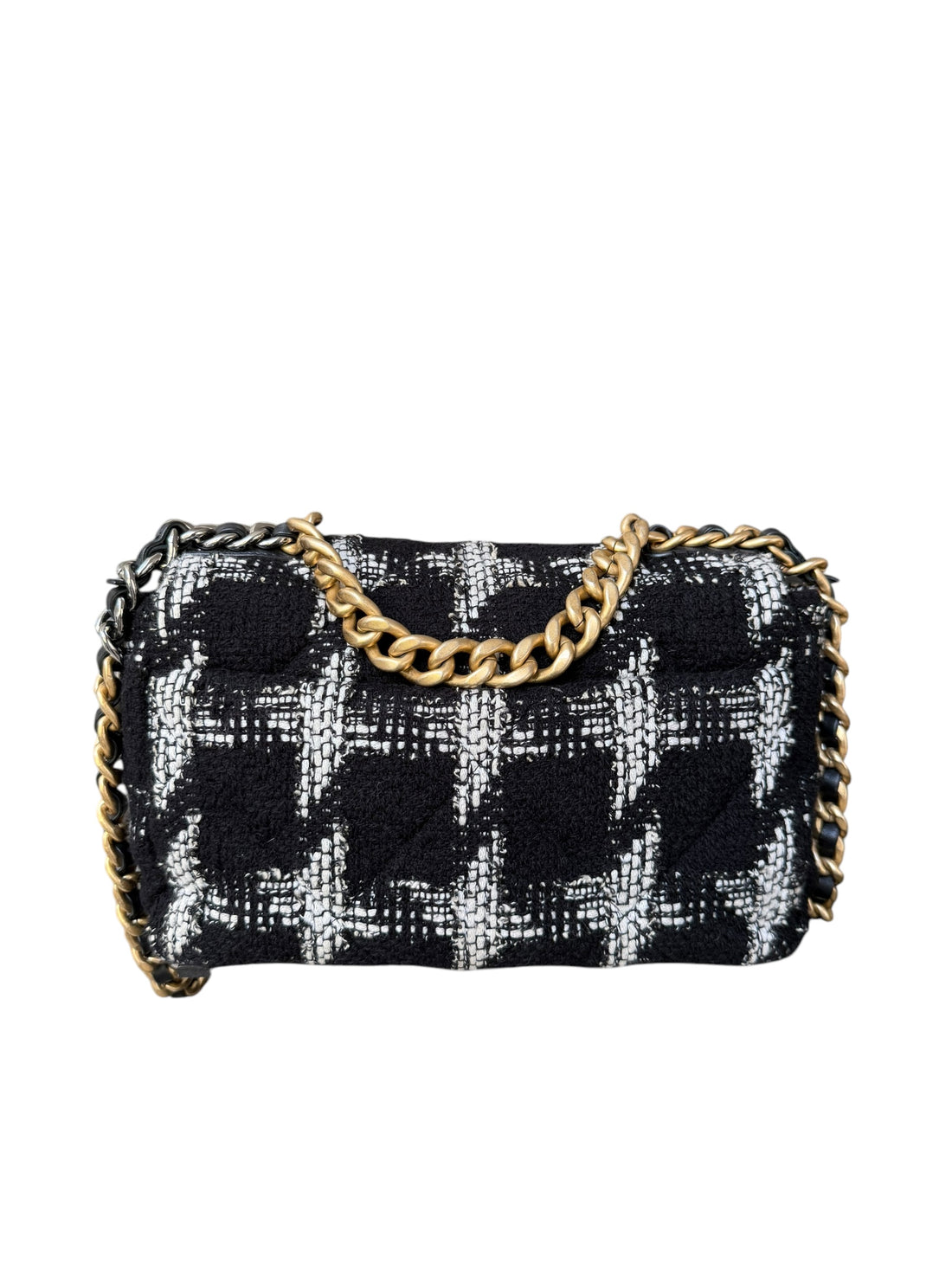 Chanel 19 Tweed schwarz / weiss small