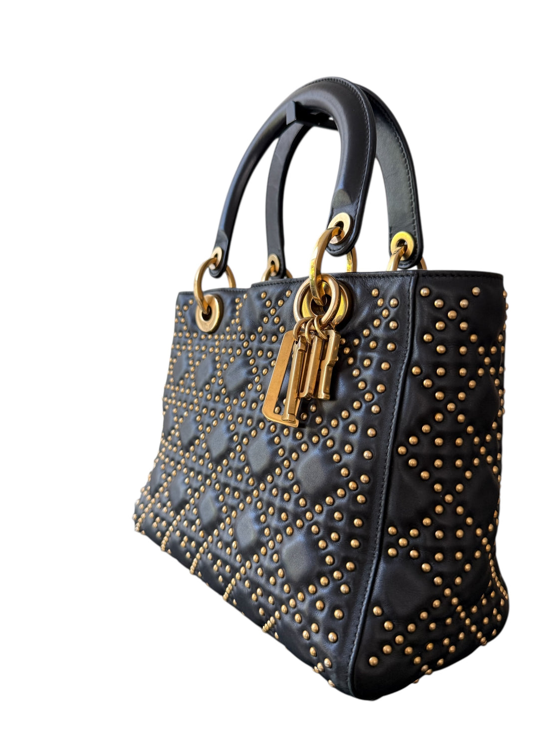 Dior Lady Medium Studded mit goldfarbenen Nieten