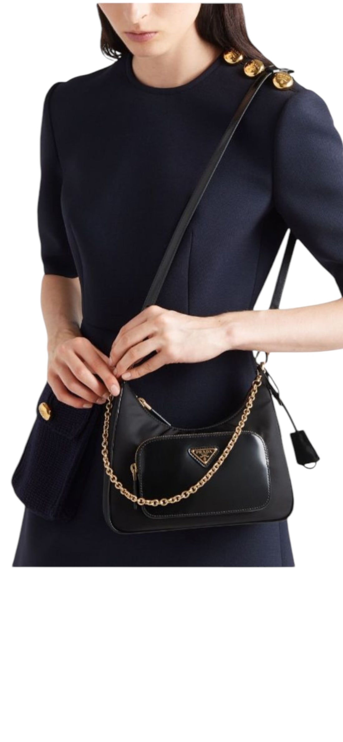 Prada Re Edition Pocket Bag schwarz mit goldener Hardware