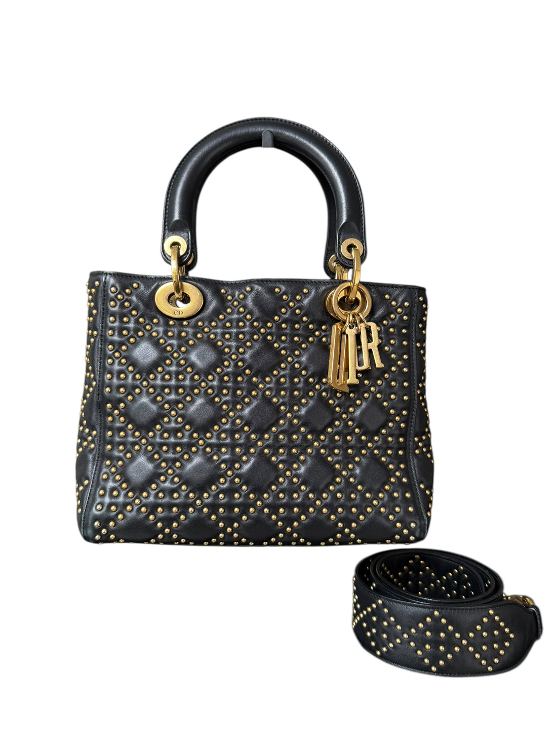 Dior Lady Medium Studded mit goldfarbenen Nieten