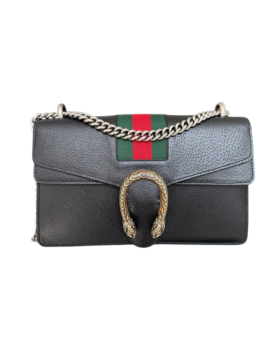 Gucci Dionysus Schultertasche aus schwarzem Leder und Web
