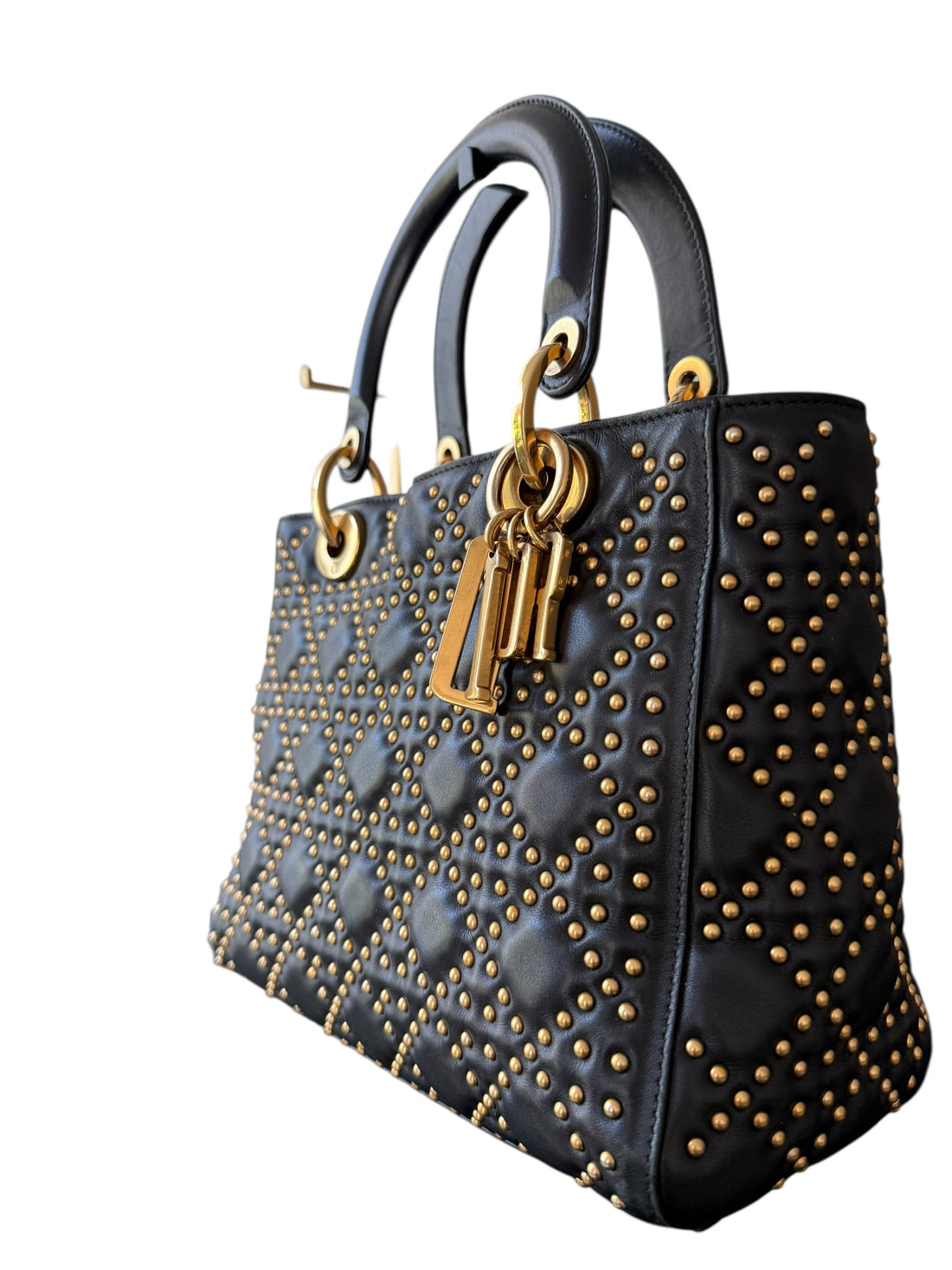 Dior Lady Medium Studded mit goldfarbenen Nieten