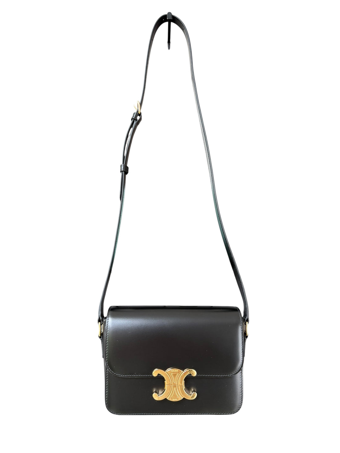 Celine Teen Triomphe aus glänzendem Kalbsleder und goldfarbener Hardware