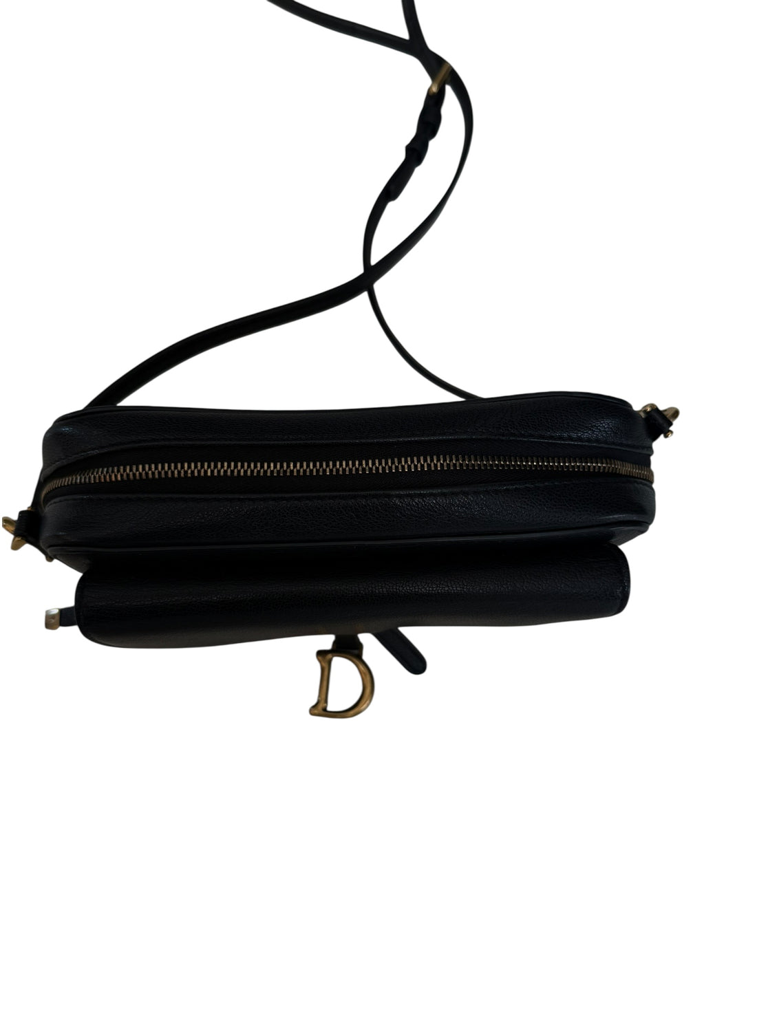 Dior Saddle Pouch aus schwarzem Ziegenleder und goldfarbener Hardware