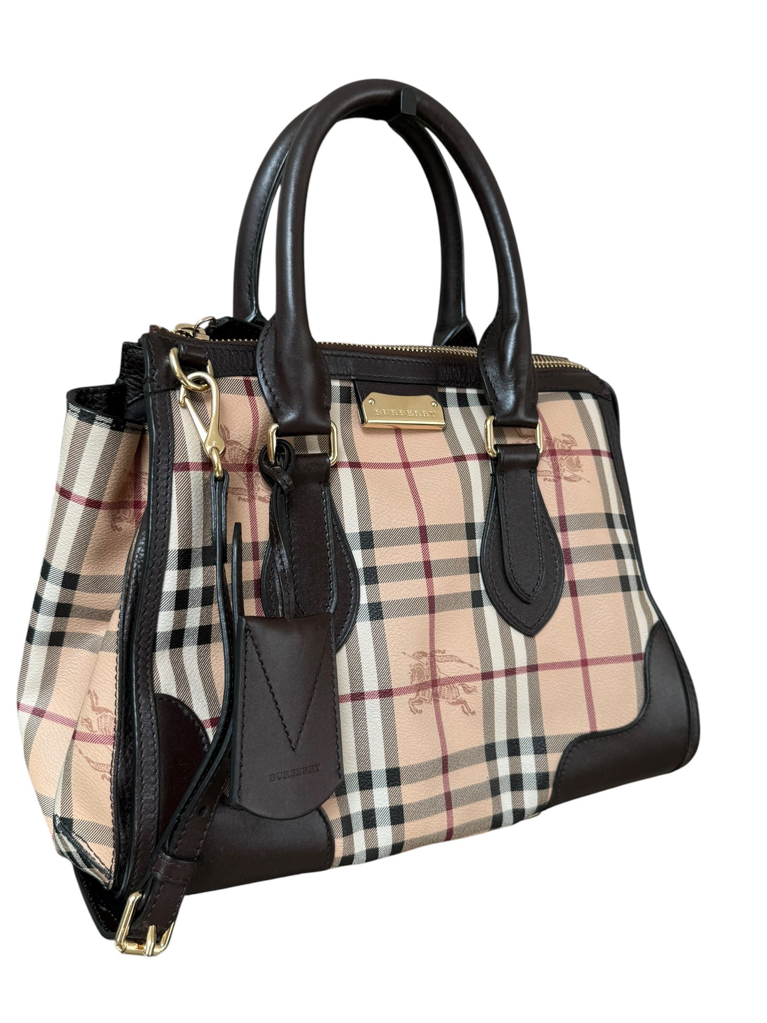 Klassische Burberry Haymarket Check Coated Canvas Gladstone Bag