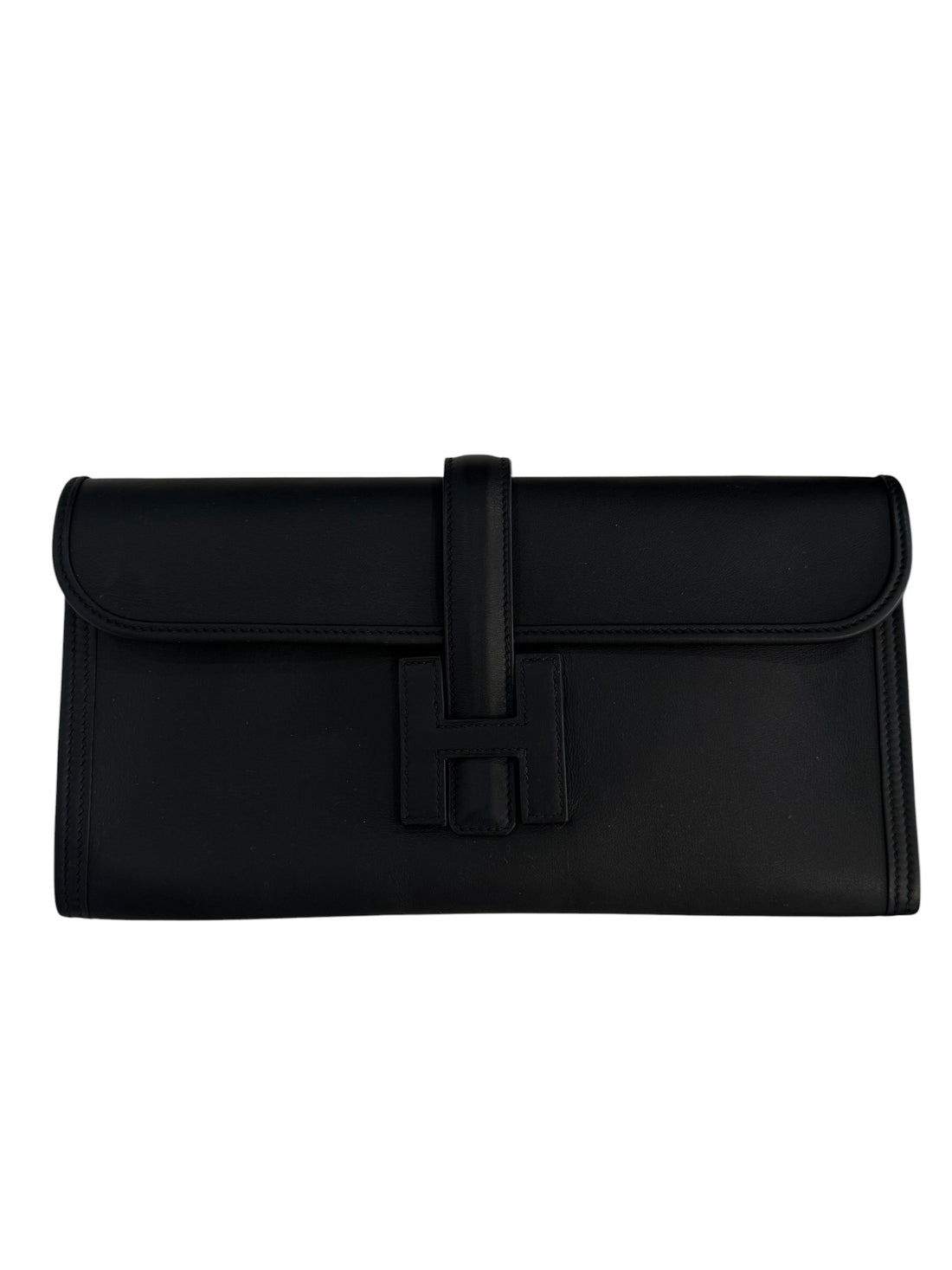 Hermès Clutch Elan Jige 29 in schwarzem Leder
