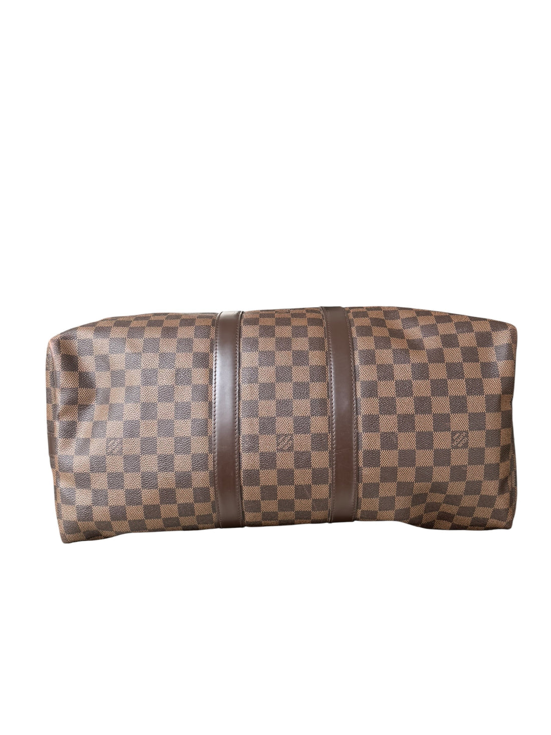 Louis Vuitton Keepall 45 in Damier Ebene mit abnehmbaren und verstellbaren Schulterriemen.