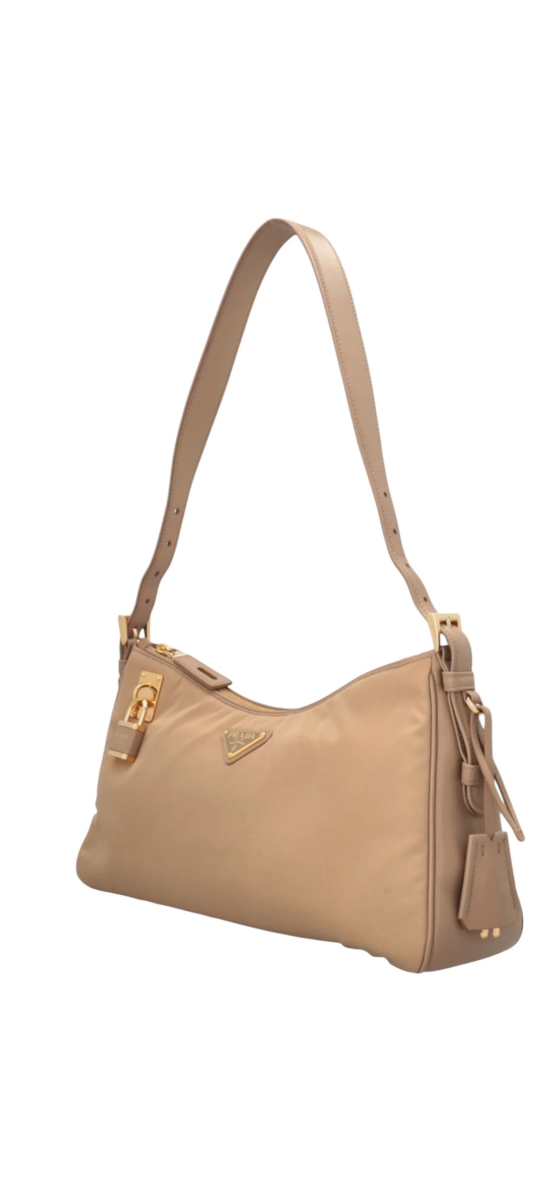 Prada Aimee Large Schultertasche in beige Nylon