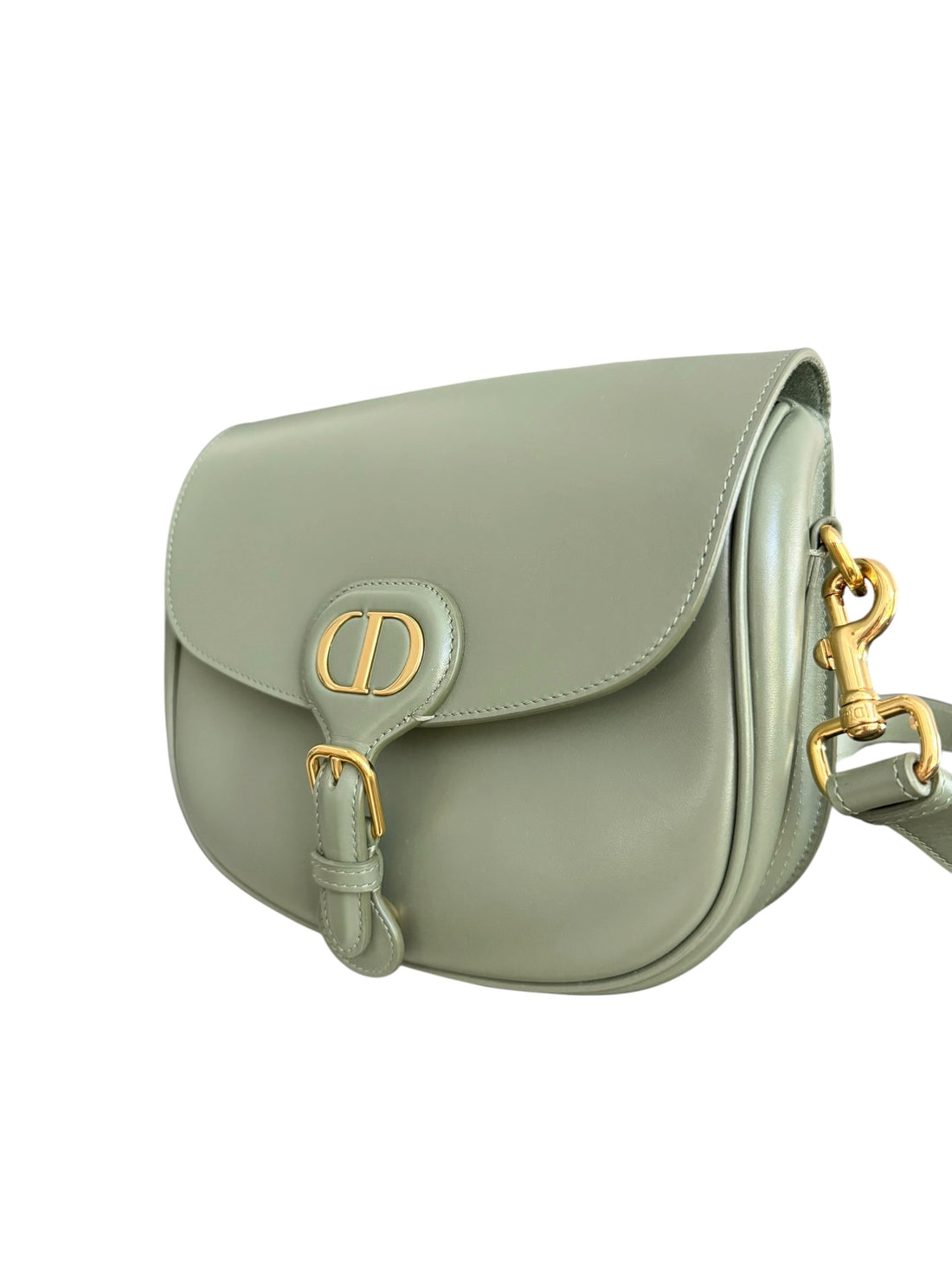 Sac porté épaule Bobby de Christian Dior en cuir de veau vert sauge avec détails en métal doré CD.