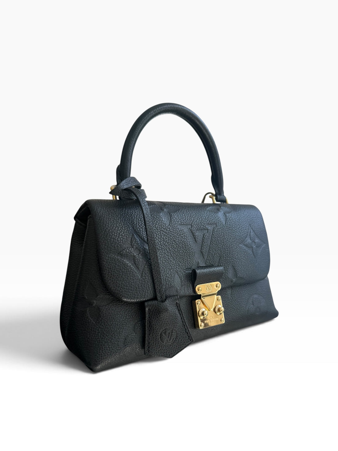Louis Vuitton Madeleine BB aus schwarzem genarbtem Monogram Empreinte Rindsleder.