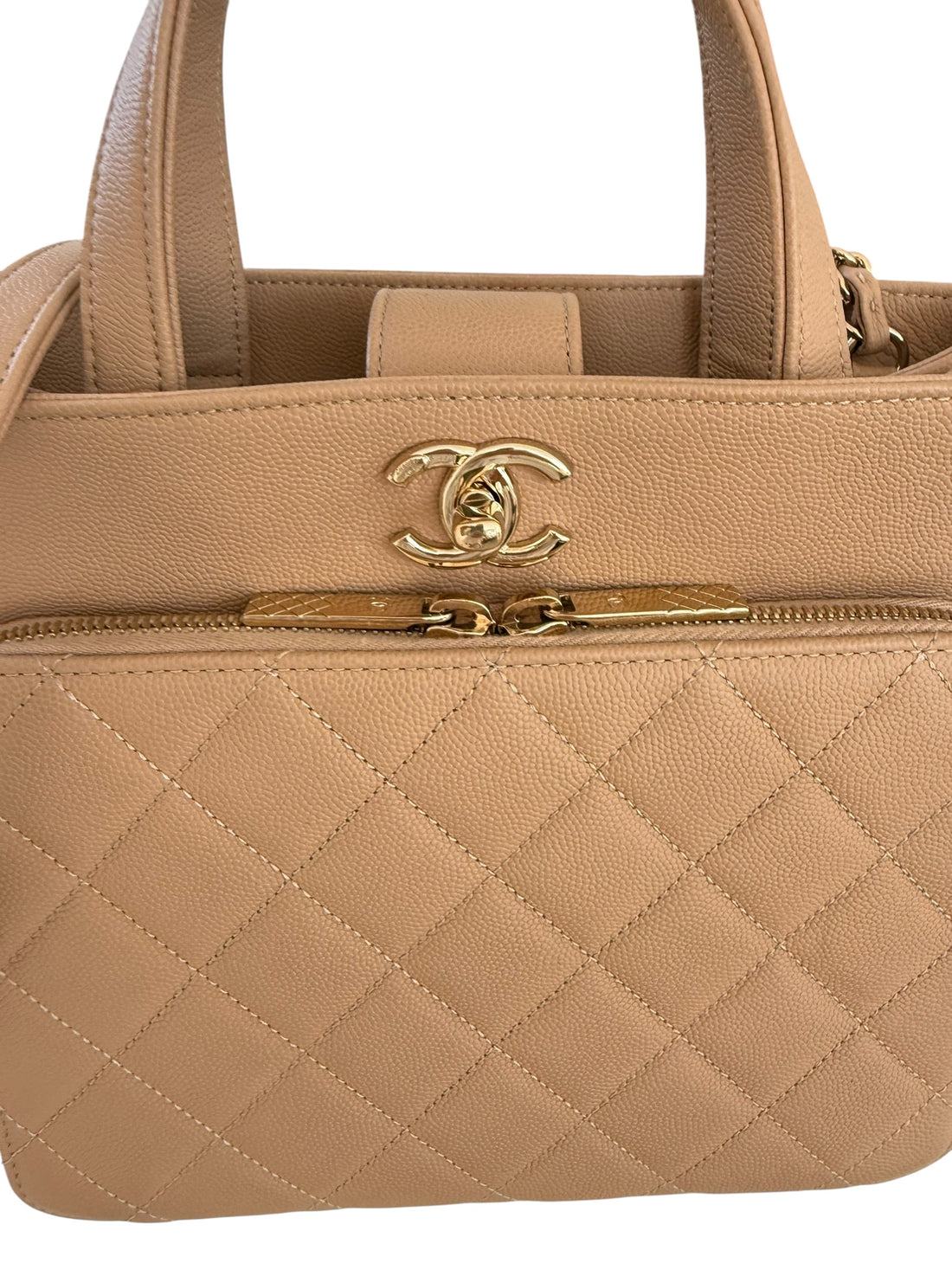Chanel Business Affinity Bag aus beigefarbenem Kaviarleder