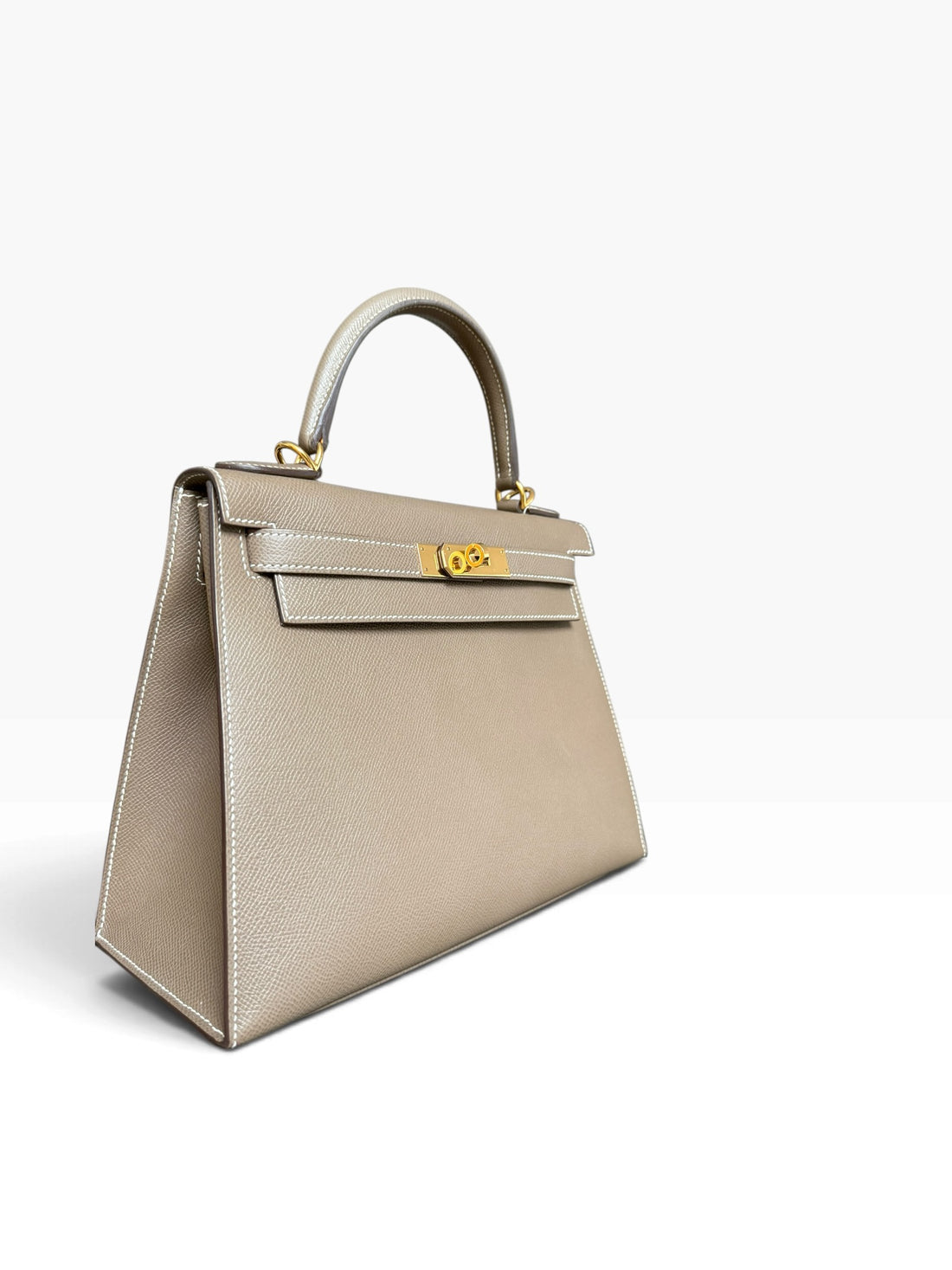Hermès Kelly 28 Sellier Epsom Leder Etoupe gold