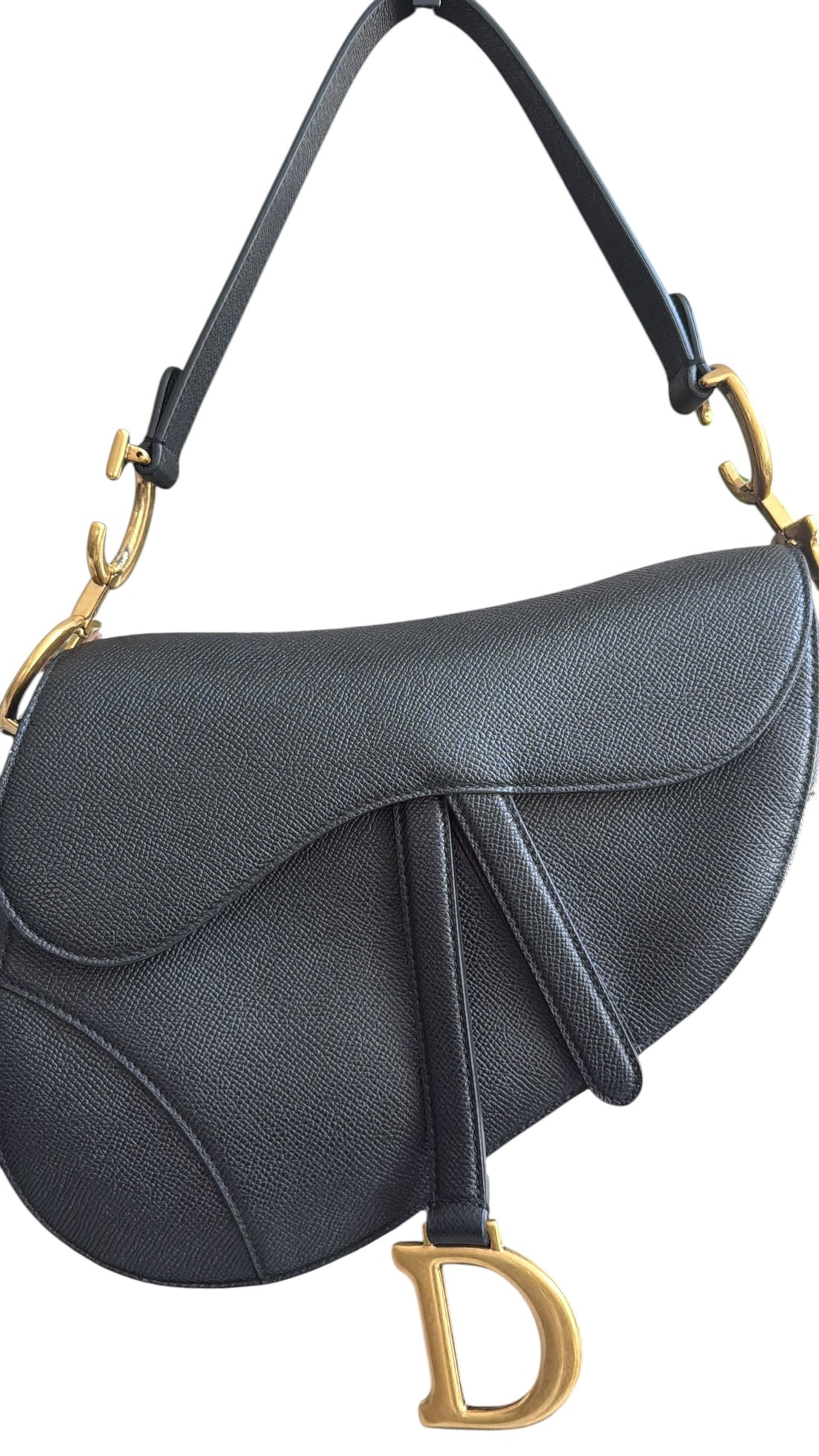 Christian DIOR Saddle Bag aus schwarzem Kalbsleder mit abnehmbarem und verstellbarem Schulterriemen
