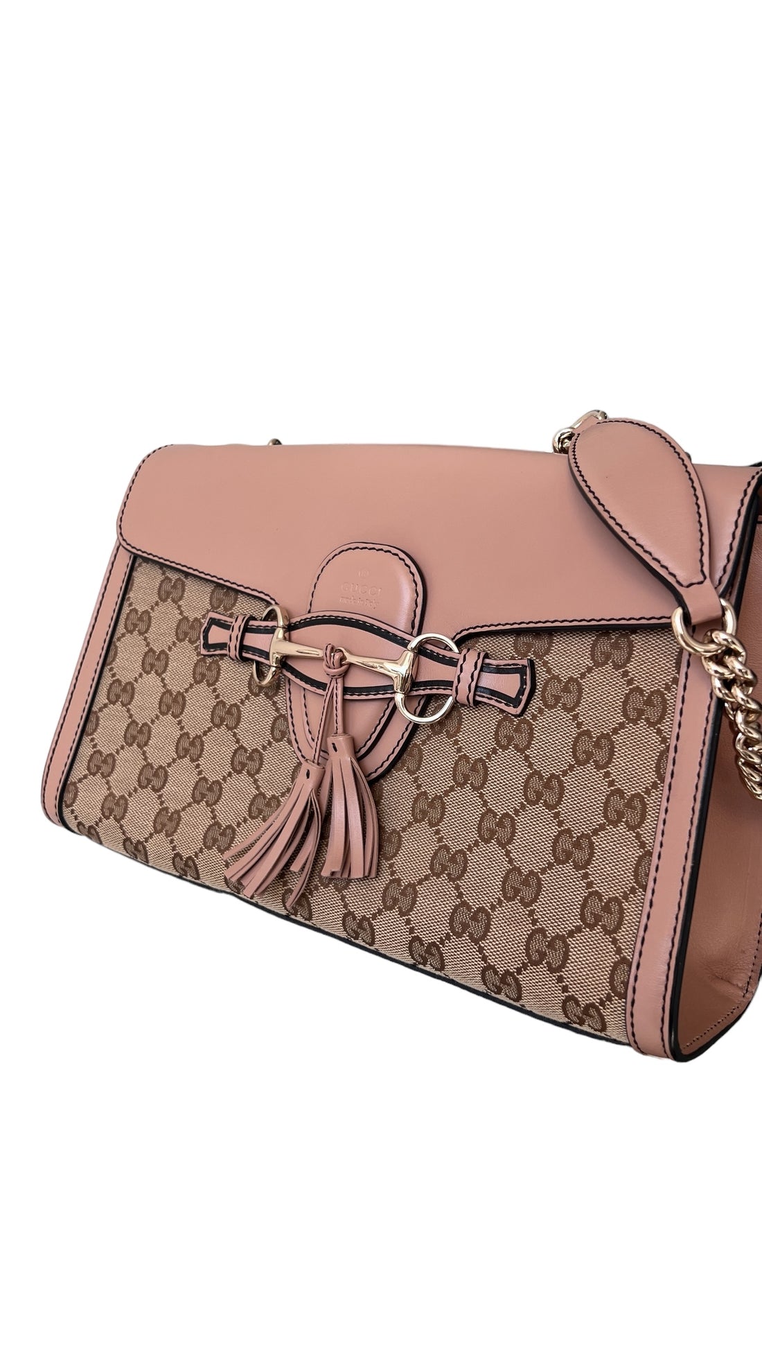 Gucci Emily Schultertasche aus nudefarbenem Leder