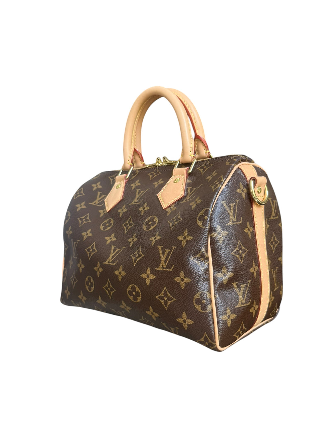 Louis Vuitton Speedy 25 in Monogram Canvas mit abnehmbarem und verstellbarem Schulterriemen.