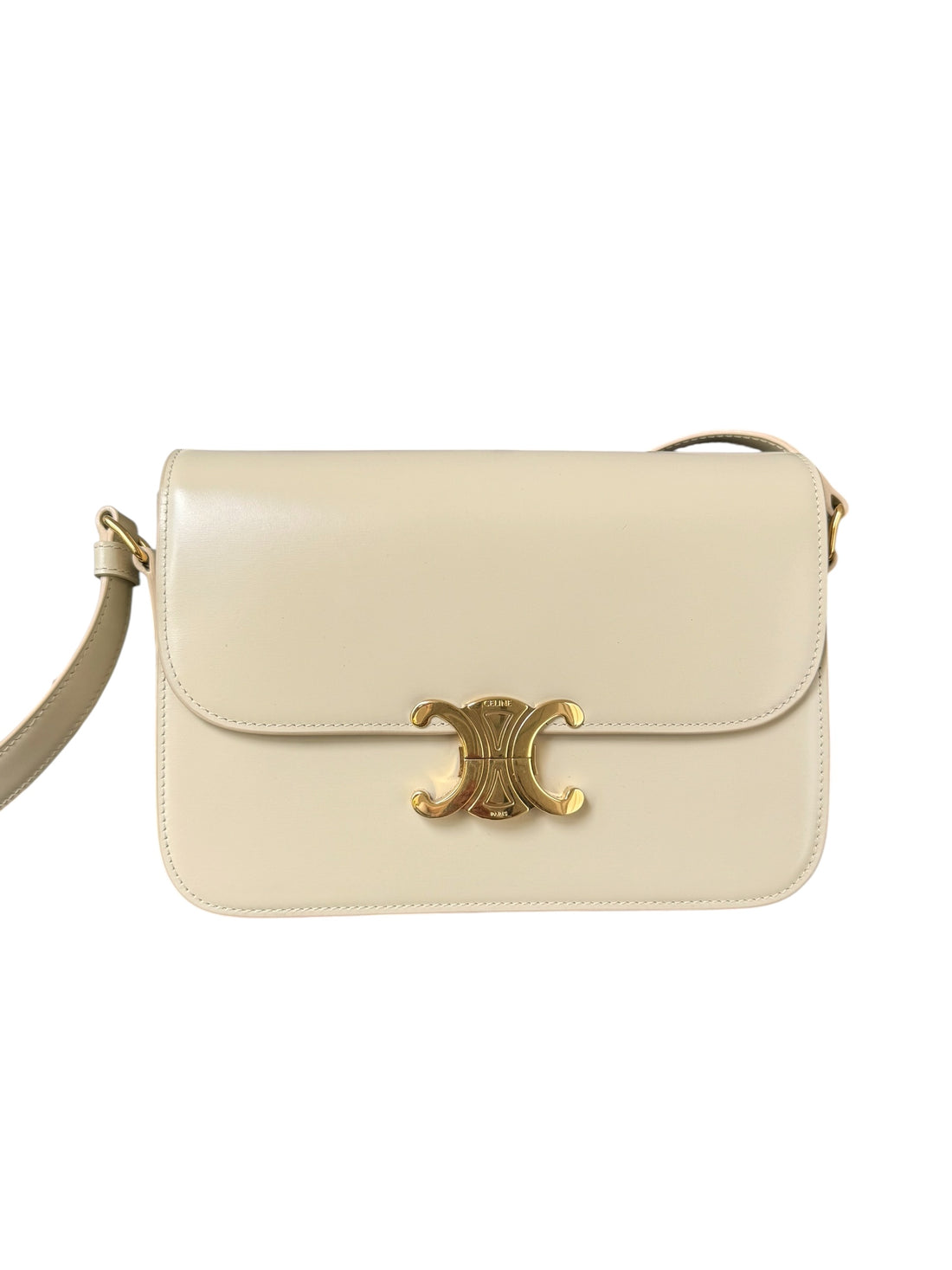 Celine klassische Triomphe Tasche aus glänzendem Kalbleder.