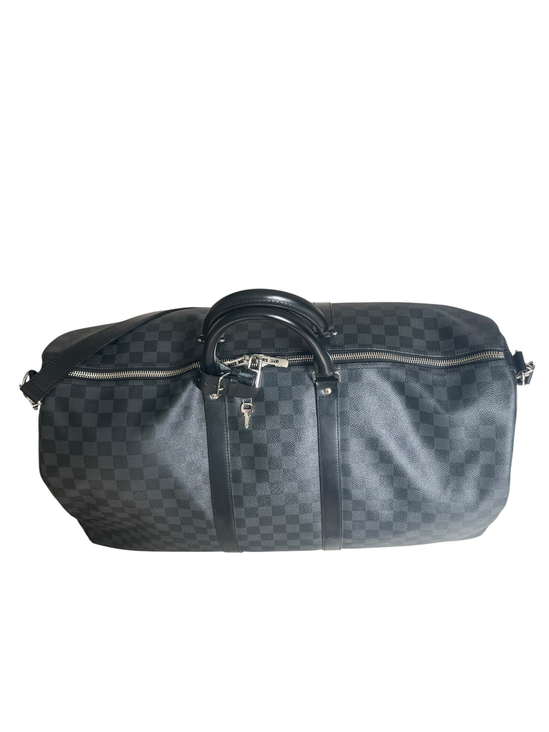 Louis Vuitton Keepall 55 in Damier Graphite Canvas.