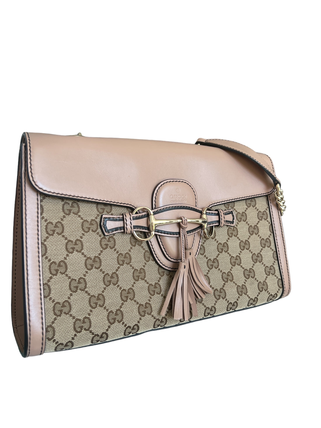 Gucci Emily Schultertasche aus nudefarbenem Leder