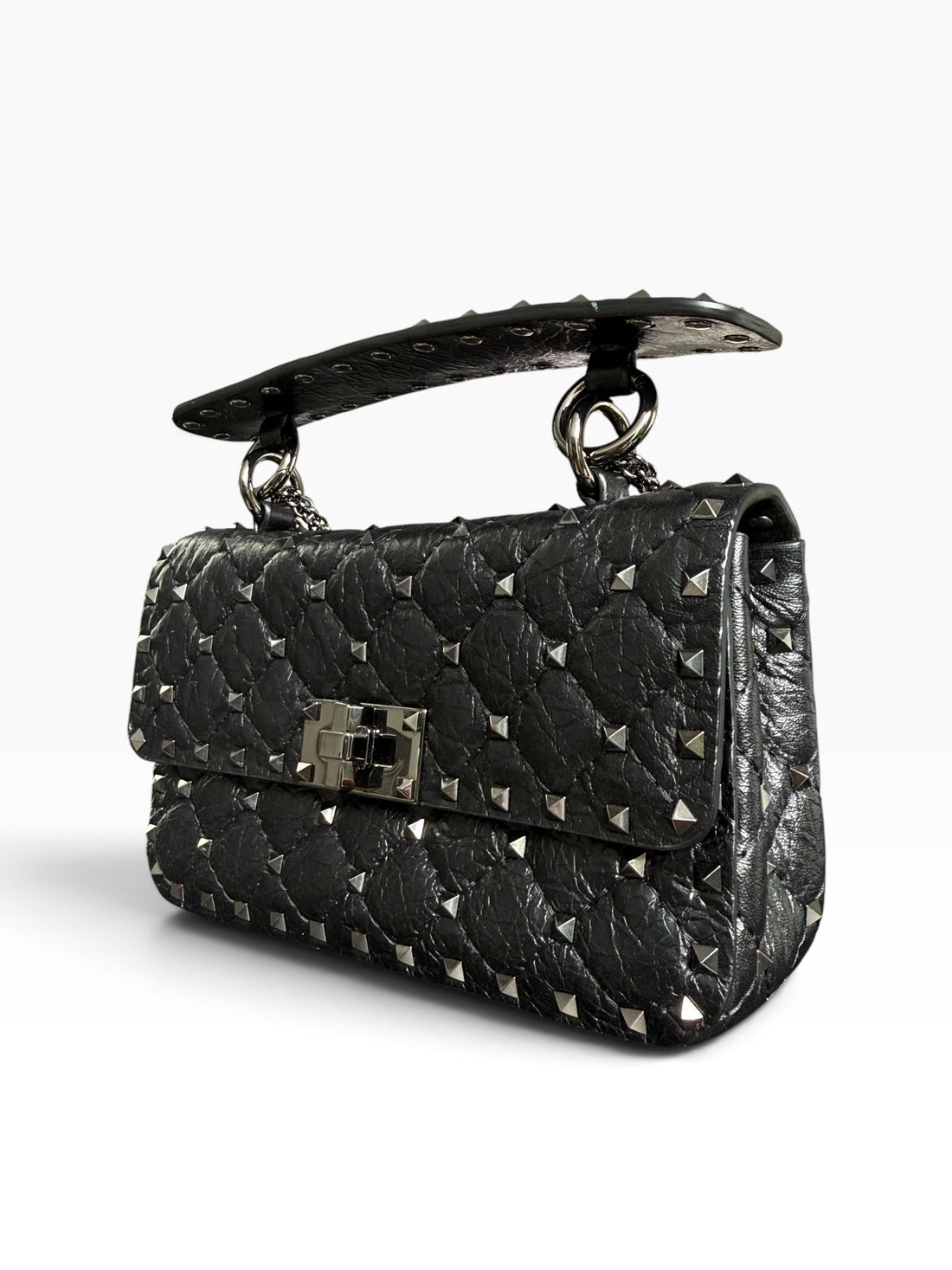 Sac petit modèle Valentino Garavani Rockstud Spike, tout noir (so black)