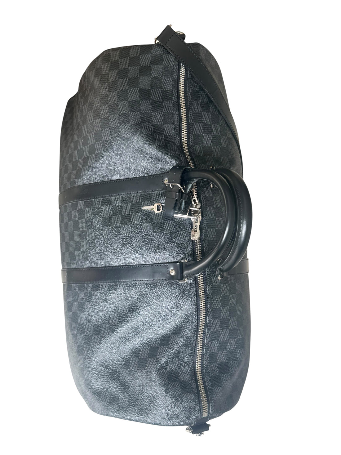 Louis Vuitton Keepall 55 in Damier Graphite Canvas.