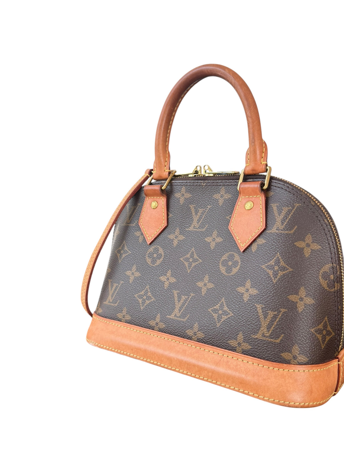 Louis Vuitton Alma BB Monogram Canvas mit abnehmbarem Schulterriemen.