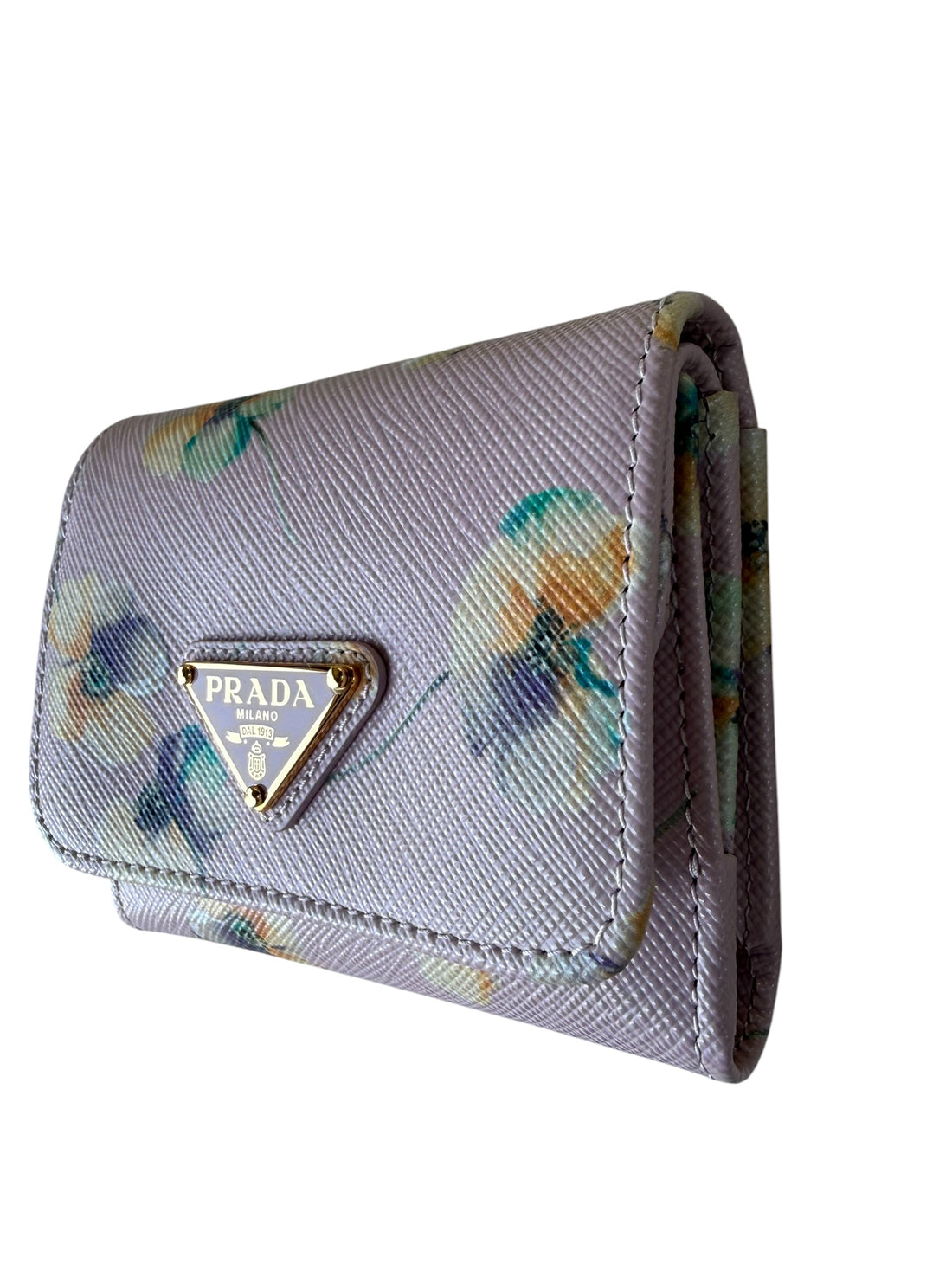 Prada Portemonnaie aus Saffiano Leder mit zartem Blumenmuster