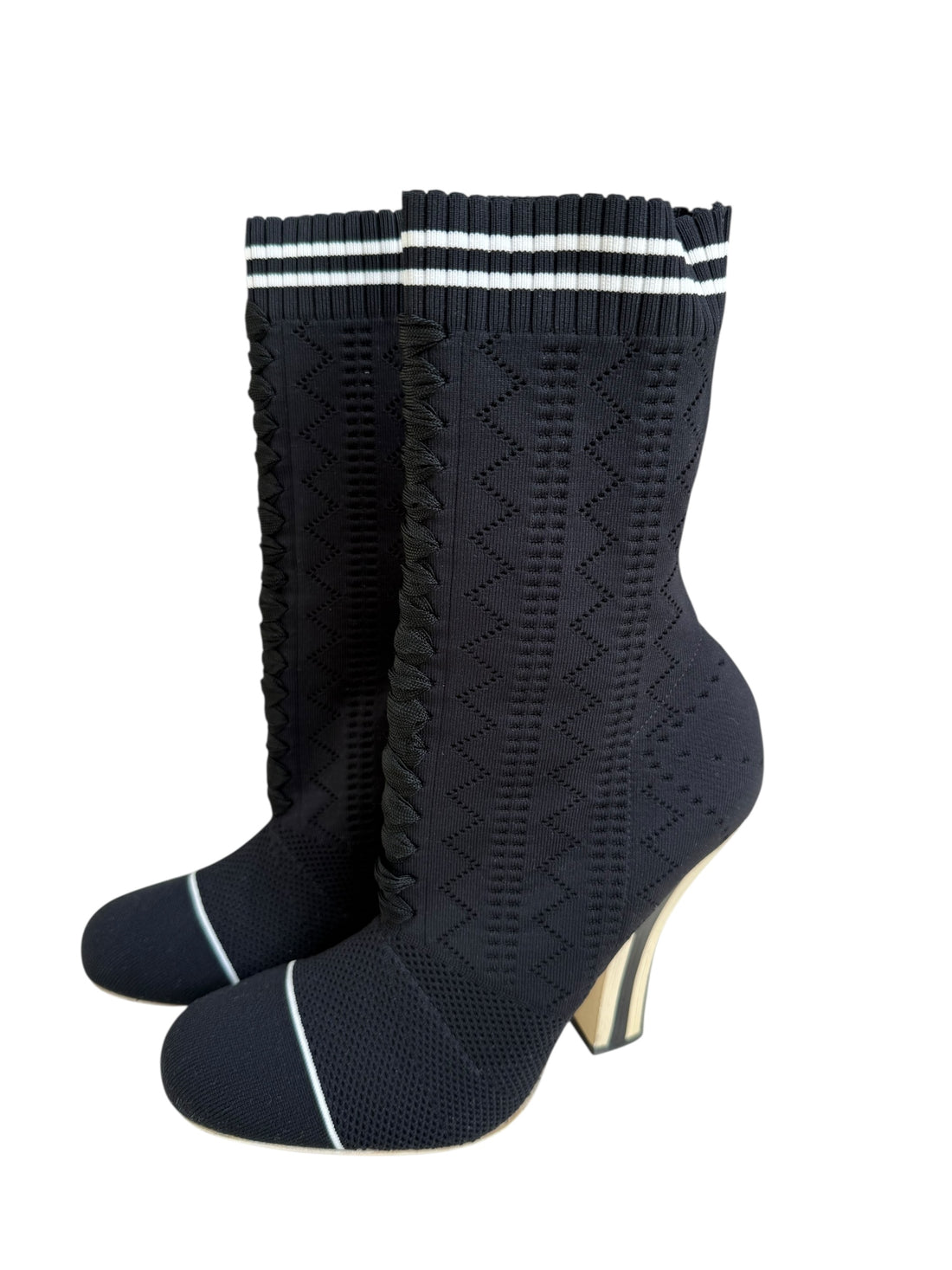 Fendi Sockenstiefel schwarz weiss in der Grösse 40.