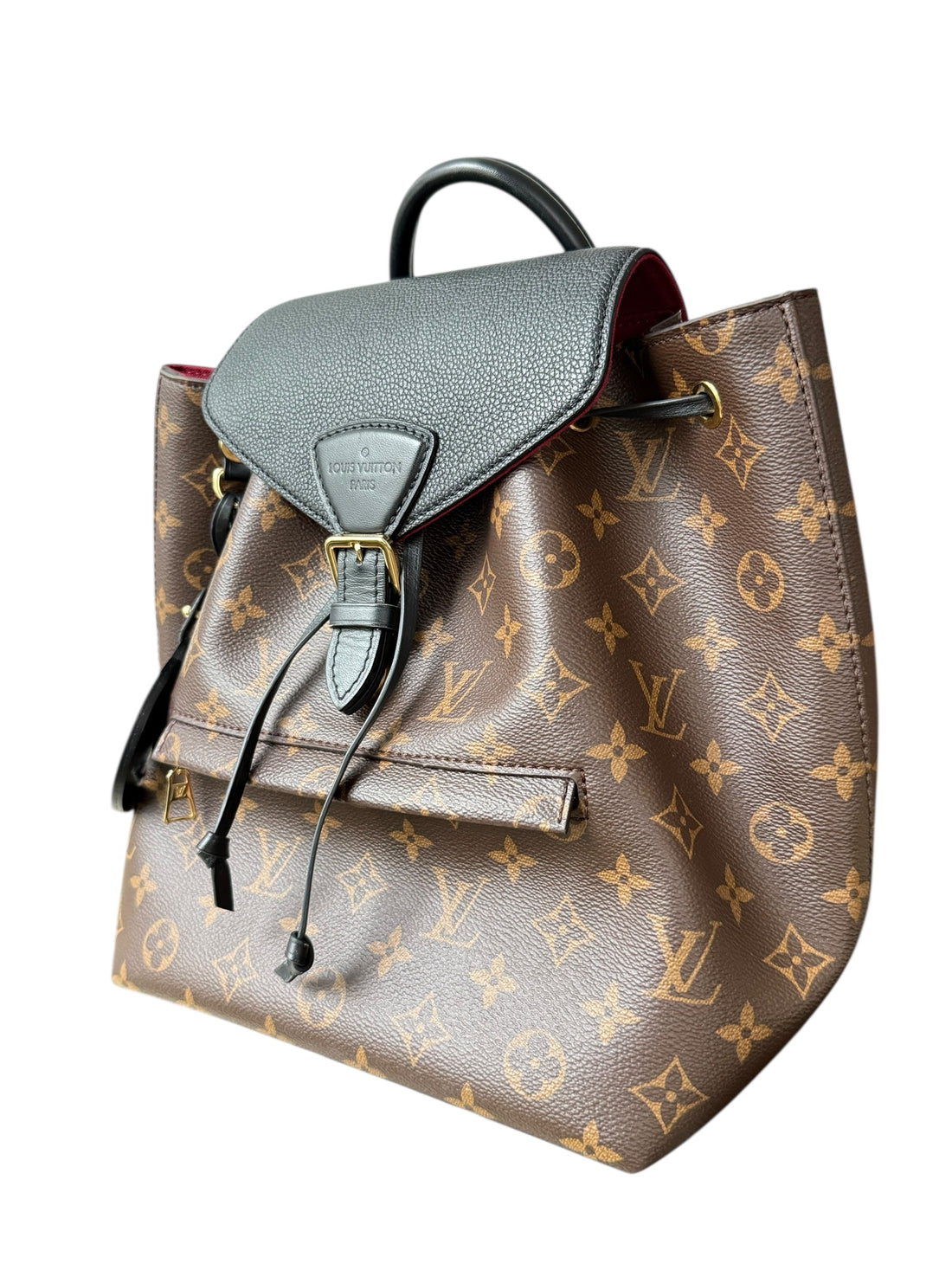 Louis Vuitton Montsouris PM Monogram schwarz. Lederbesatz. Herstellungsjahr 2021.