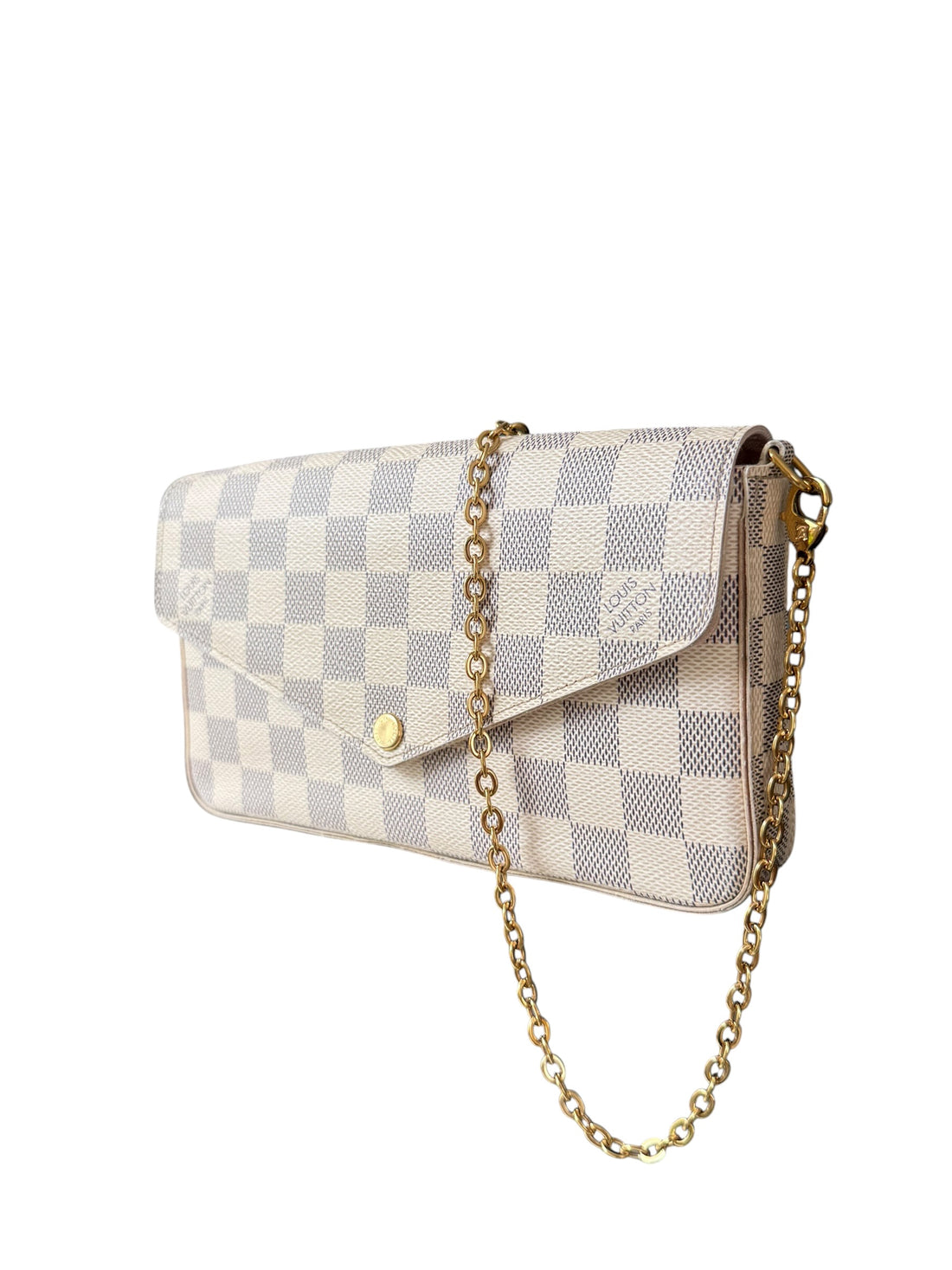 Louis Vuitton Félicie Pochette in Damier Azur Canvas mit abnehmbarer Kette