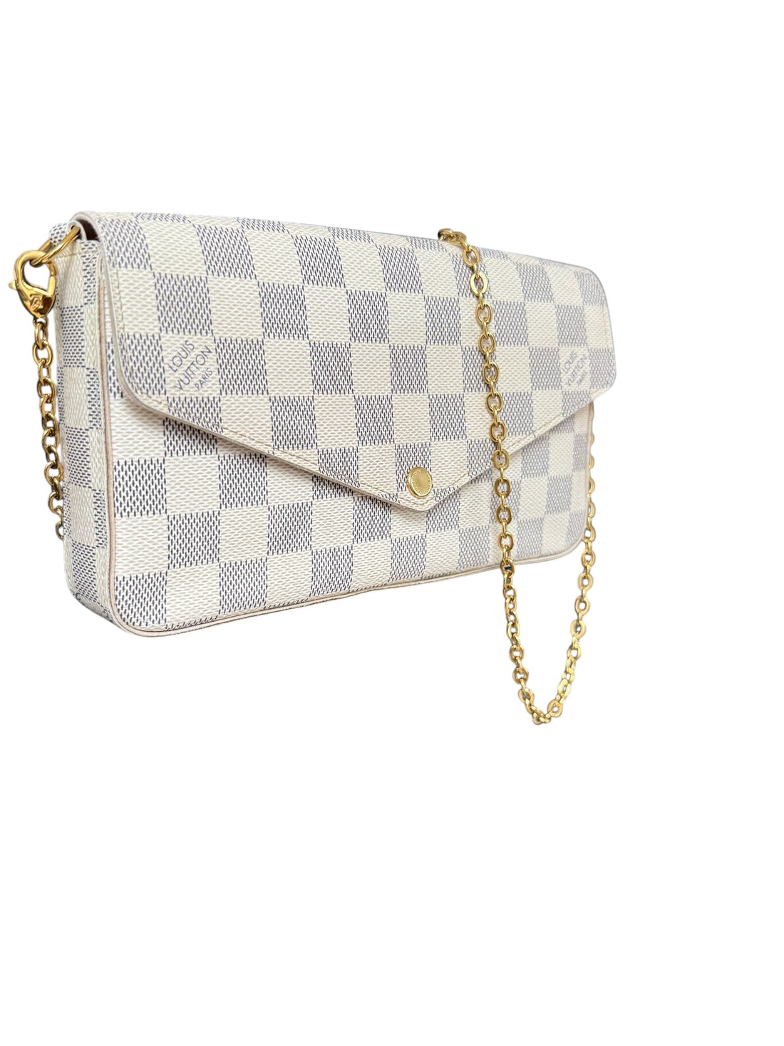 Louis Vuitton Félicie Pochette in Damier Azur Canvas mit abnehmbarer Kette