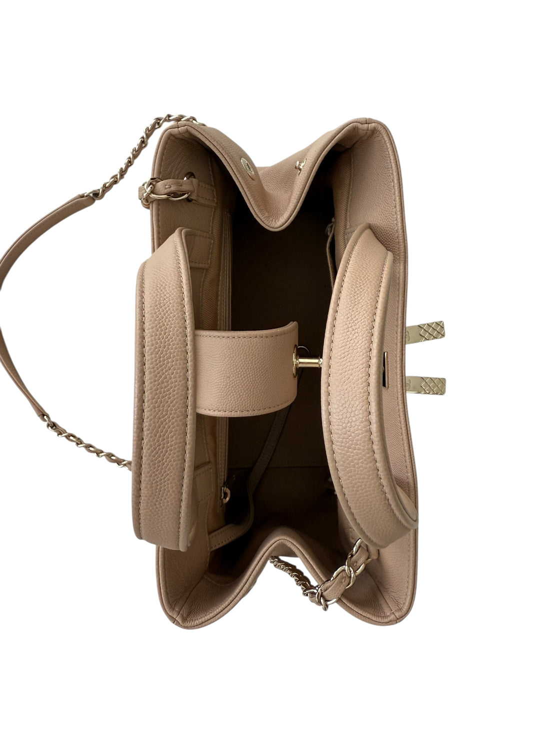 Chanel Business Affinity Bag aus beigefarbenem Kaviarleder
