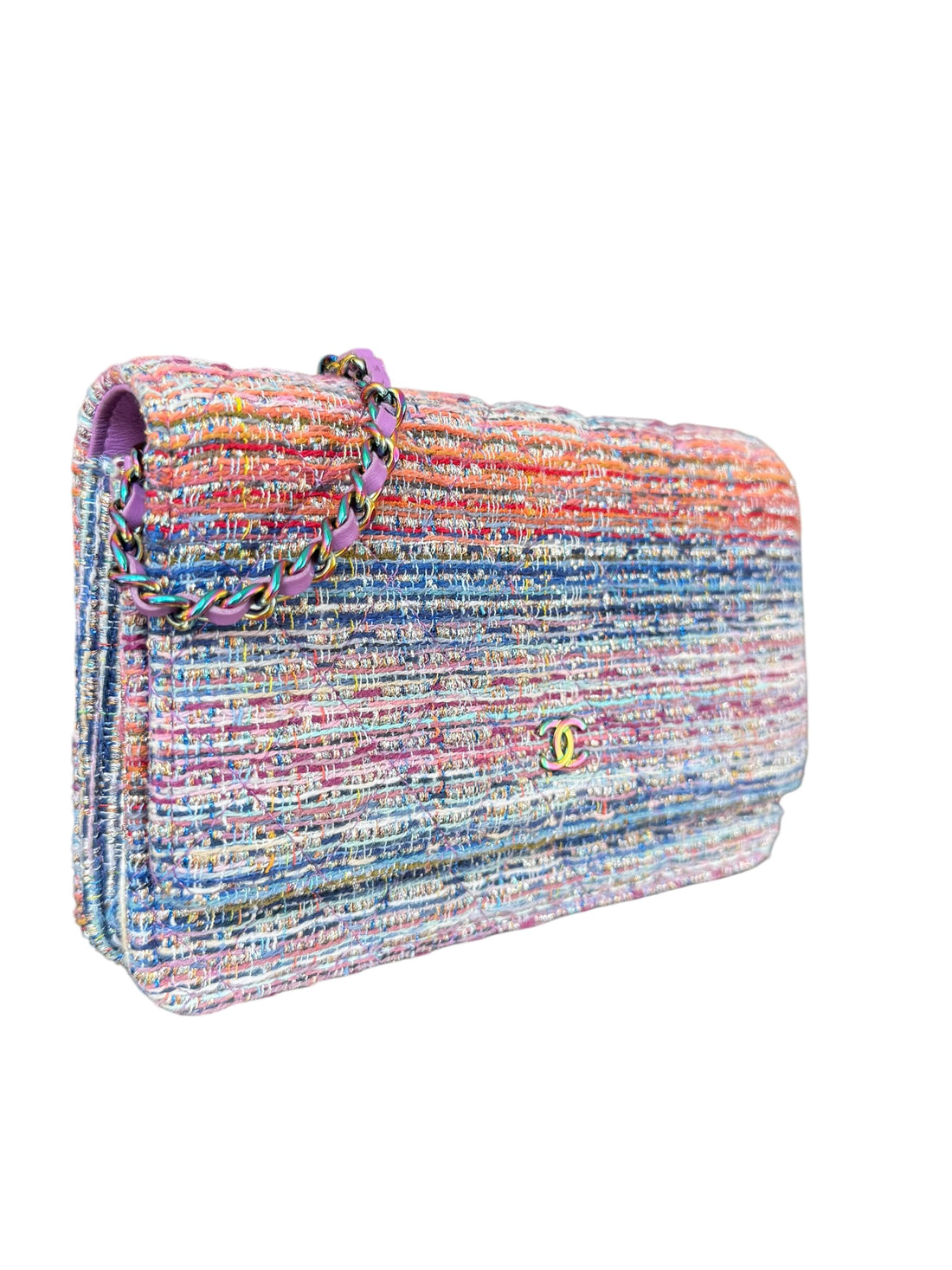 CHANEL WOC Wallet on Chain aus farbigem Tweed und farbiger Hardware