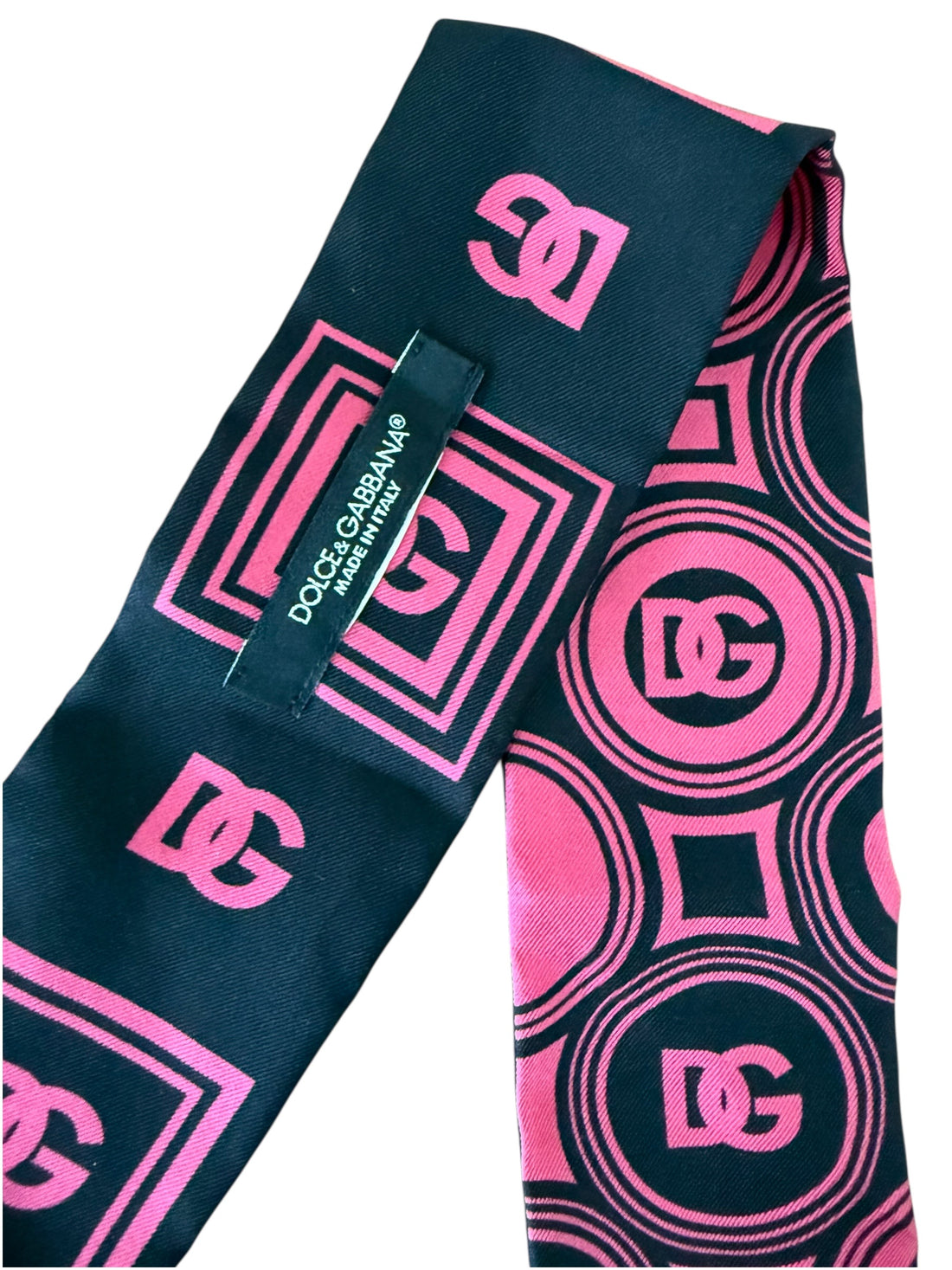 D&G Dolce & Gabbbana Bandeau aus 100% Seide. Farbe Pink & schwarz.