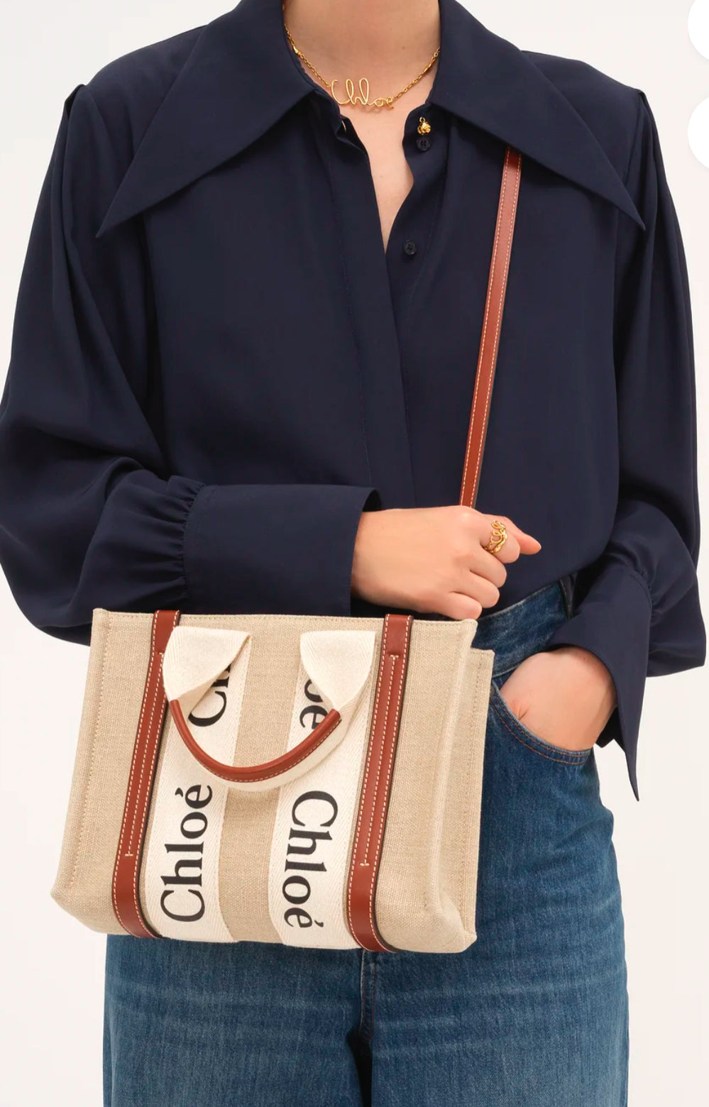 CHLOÉ Tote Bag aus Leinen-Canvas