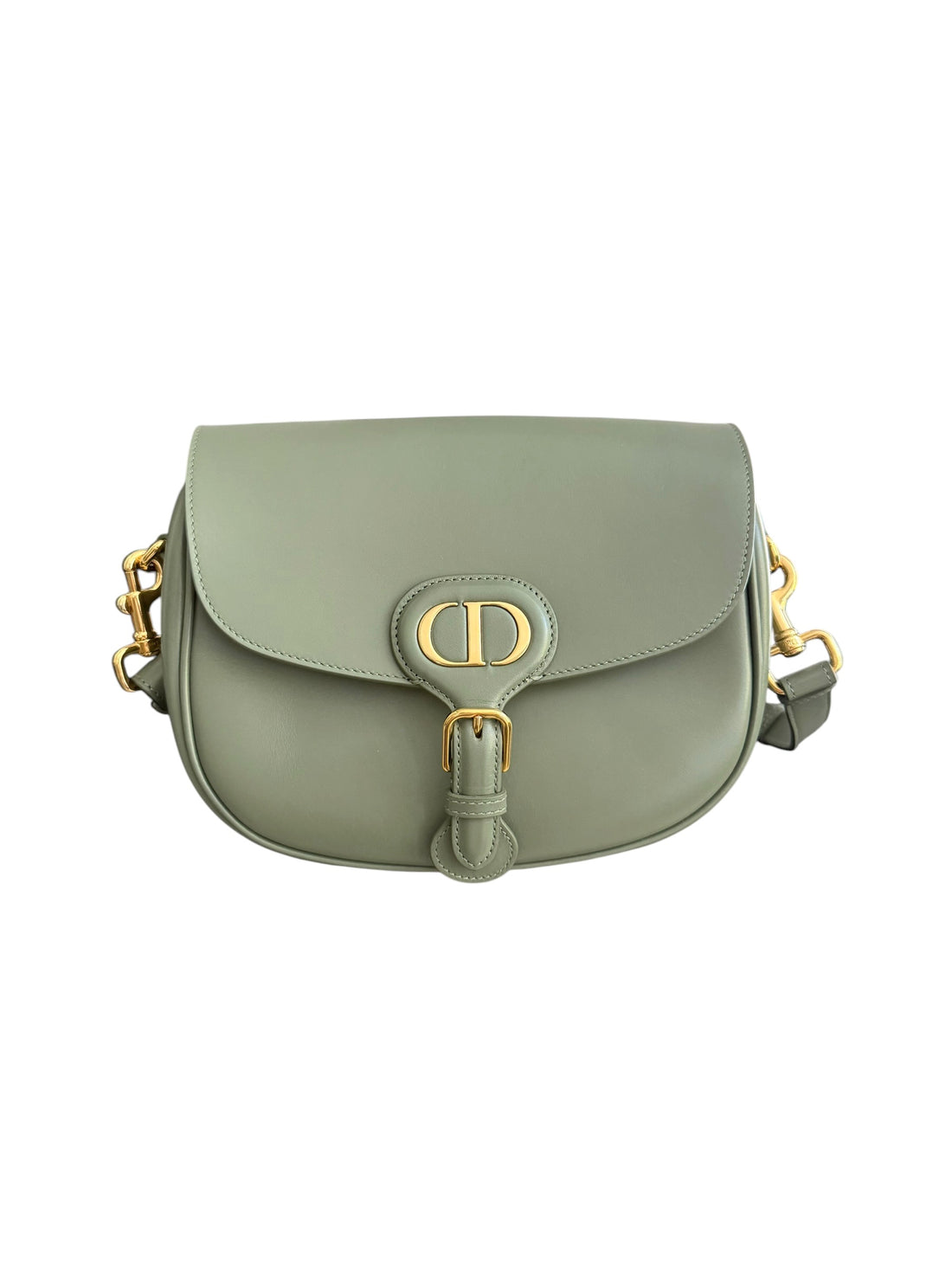 Sac porté épaule Bobby de Christian Dior en cuir de veau vert sauge avec détails en métal doré CD.