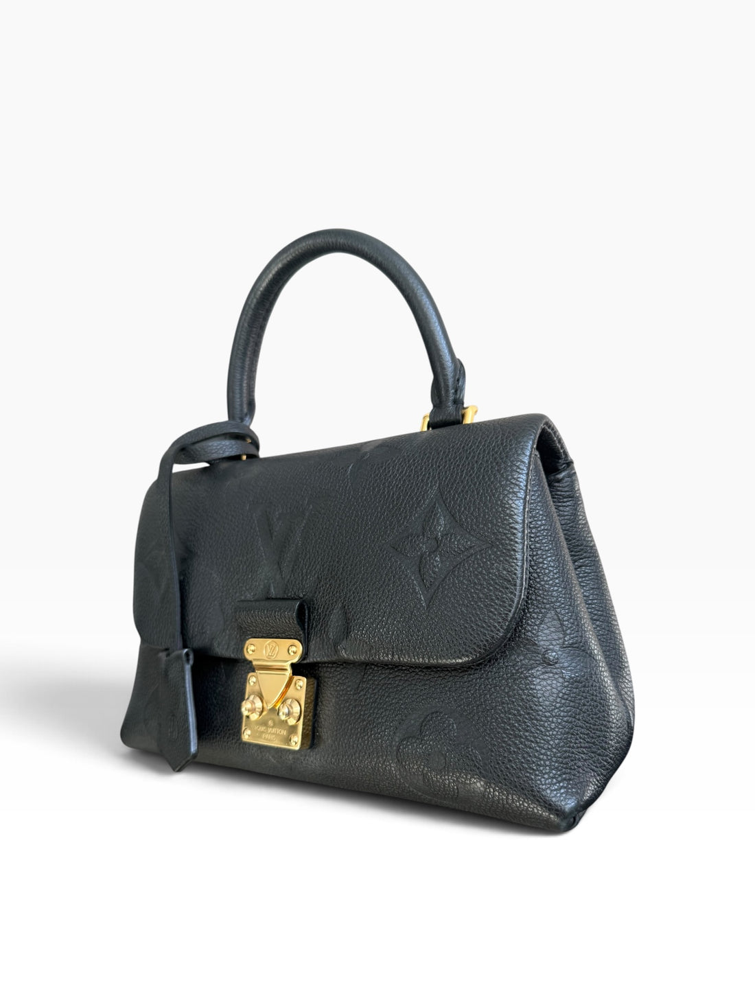 Louis Vuitton Madeleine BB aus schwarzem genarbtem Monogram Empreinte Rindsleder.
