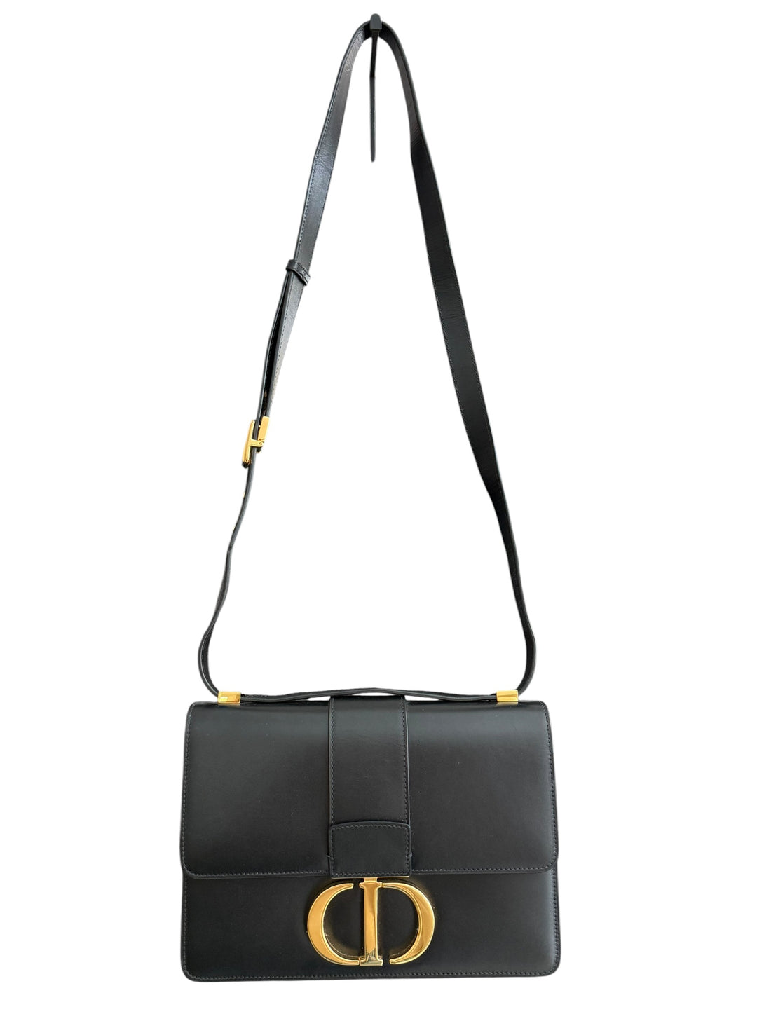 Christian Dior 30 Montaigne aus schwarzem Kalbsleder und goldfarbenen Beschlägen