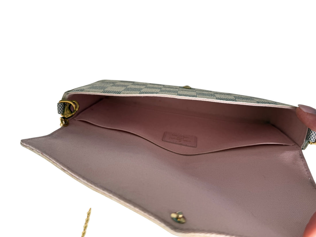 Louis Vuitton Félicie Pochette in Damier Azur Canvas mit abnehmbarer Kette