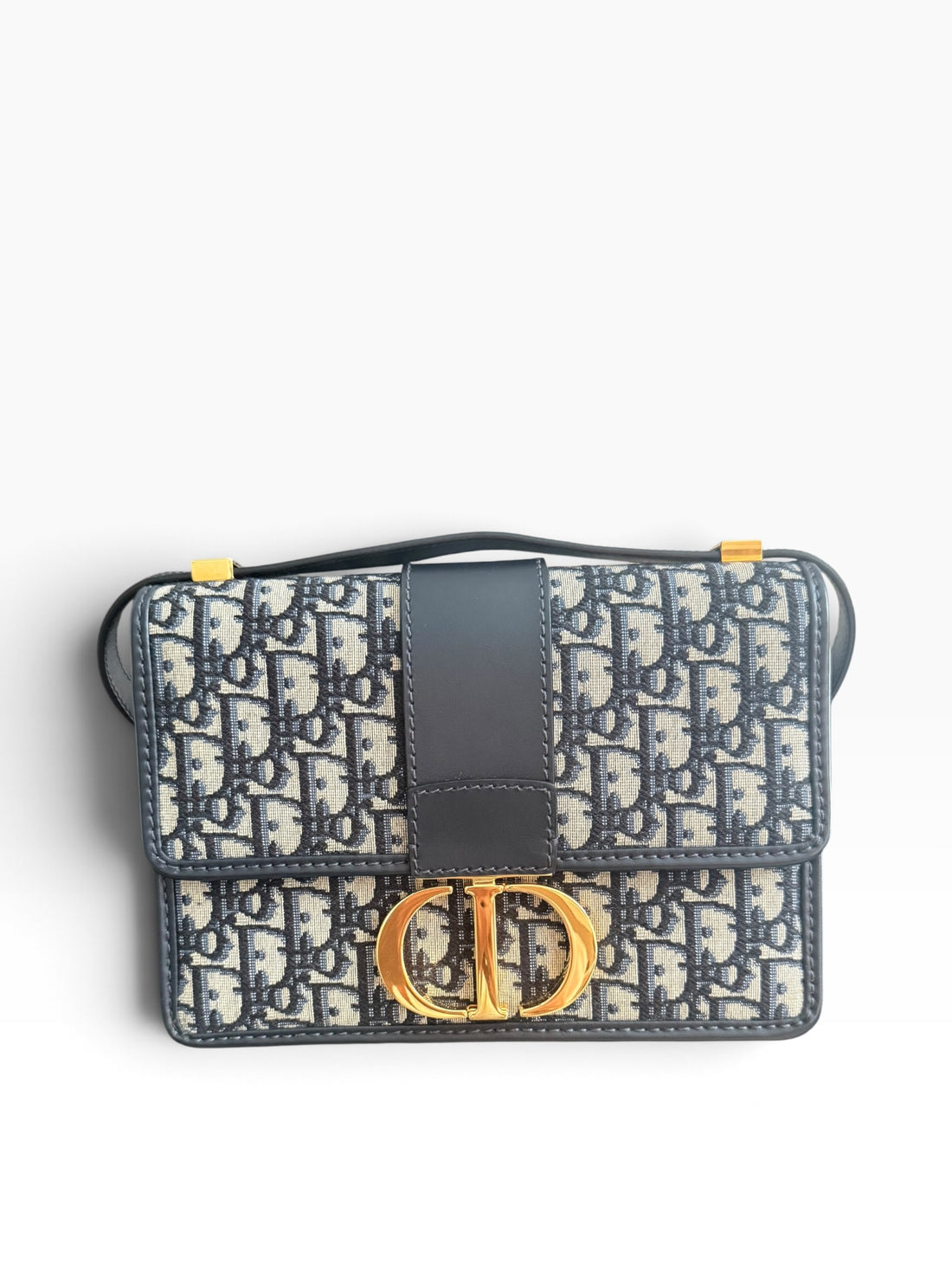 Sac 30 Montaigne Christian Dior en jacquard Oblique bleu.