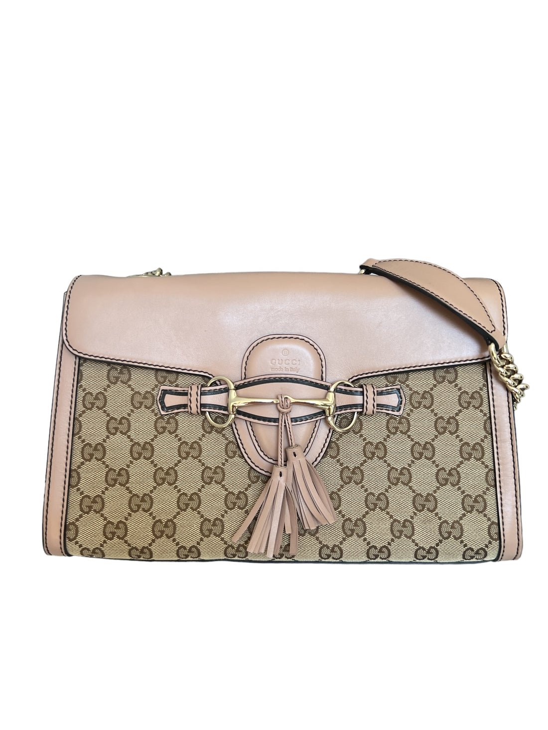 Gucci Emily Schultertasche aus nudefarbenem Leder