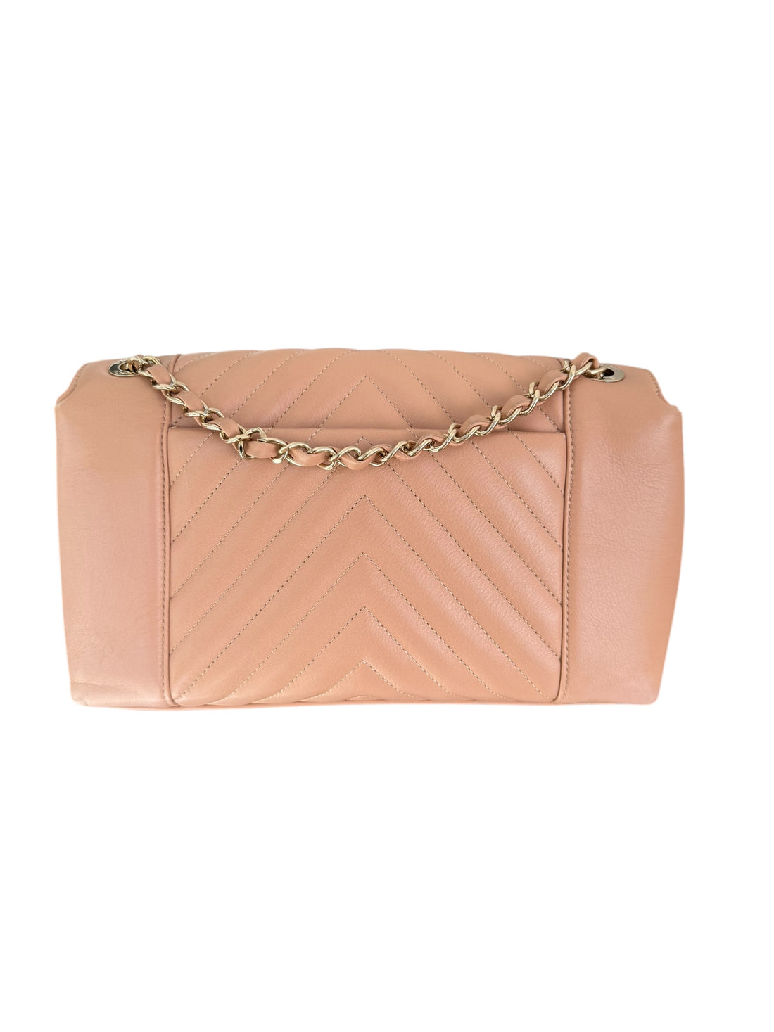 Chanel Flap Bag Chevron Schultertasche aus Kalbsleder in beige