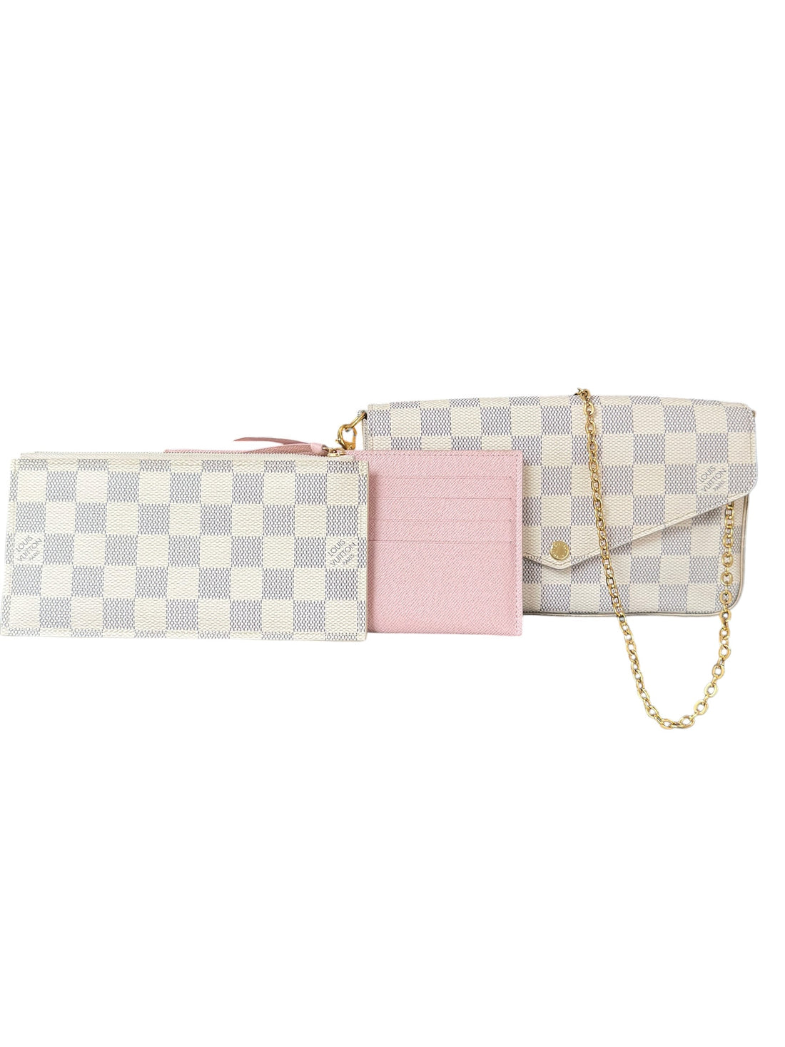 Louis Vuitton Félicie Pochette in Damier Azur Canvas mit abnehmbarer Kette