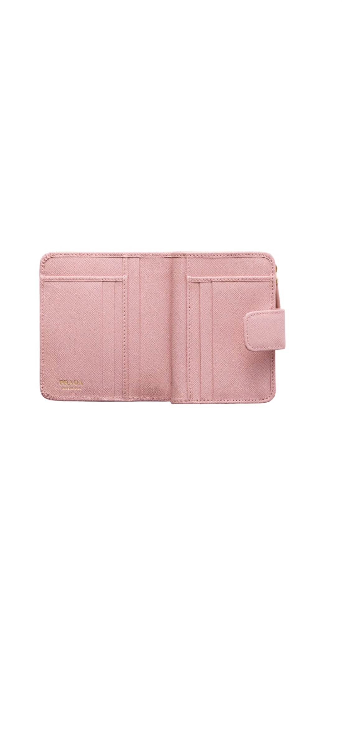 Prada Geldbörse aus Saffiano-Leder in der Farbe rosa.